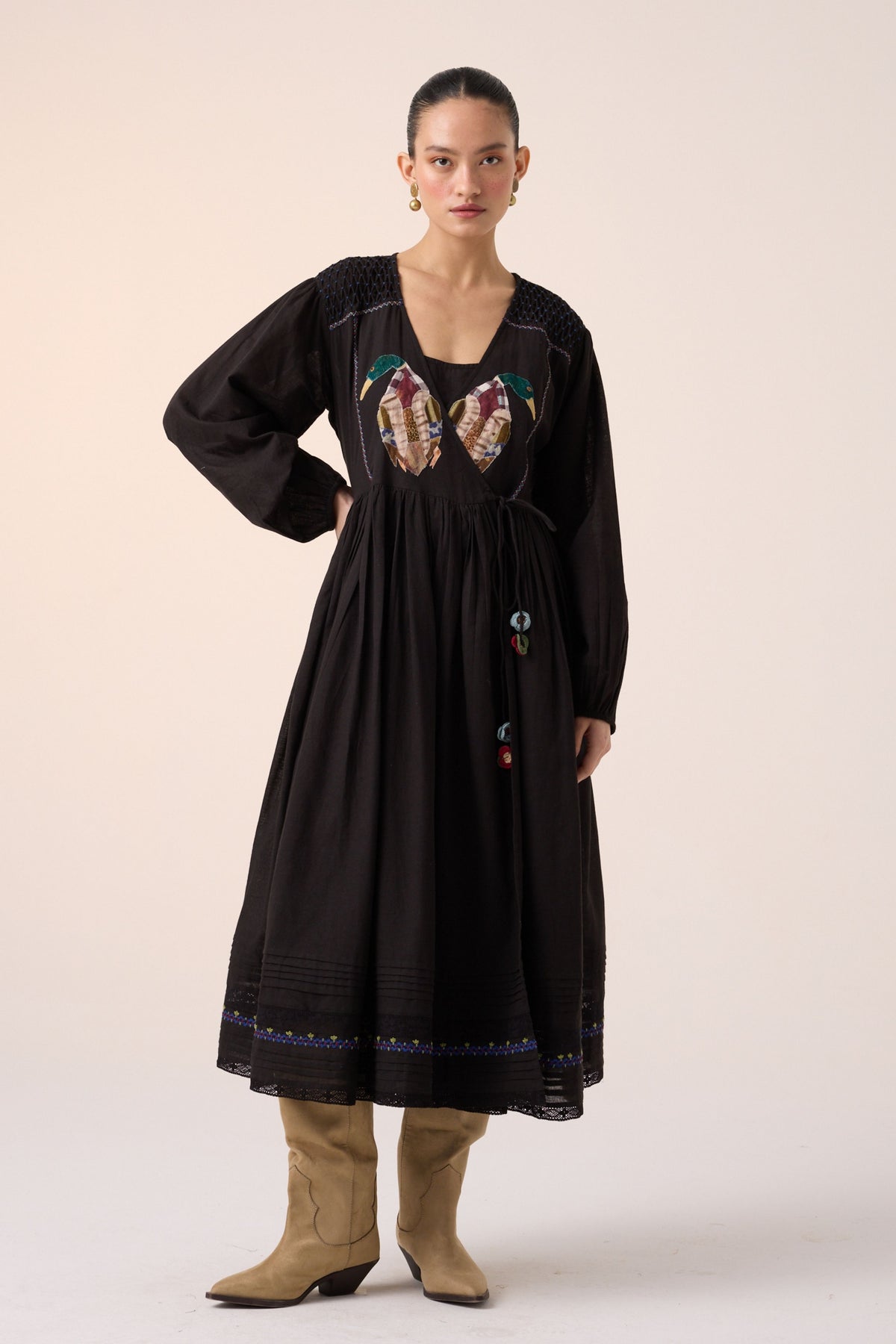 Poem Black Duck Applique Dress