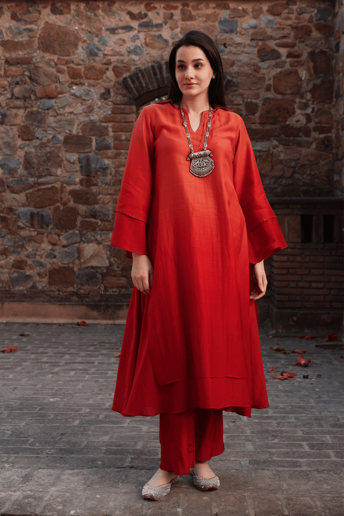 Red Pink Ombre Kurta Nd Pant