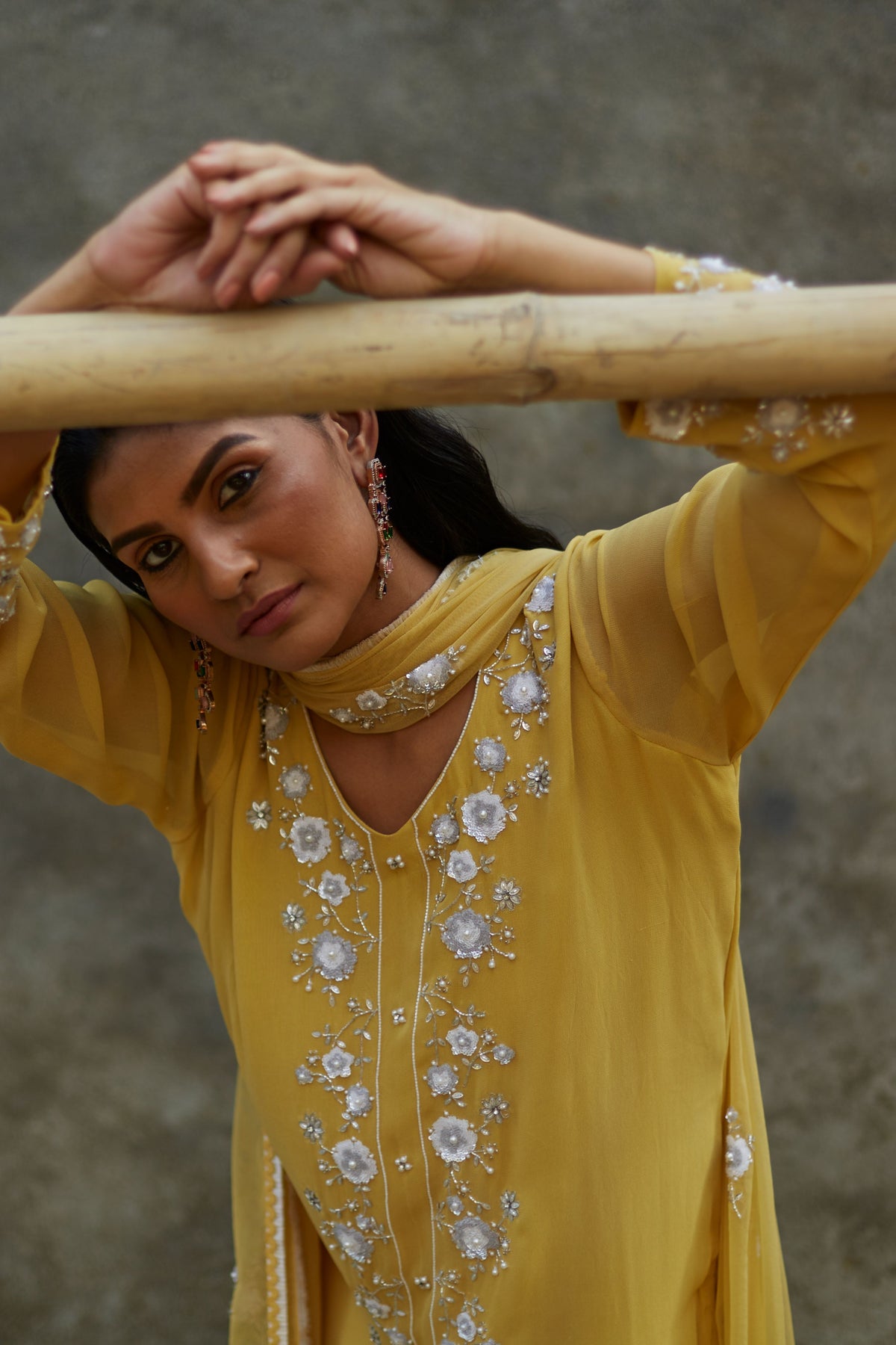 Yellow straight kurta and pallazo set