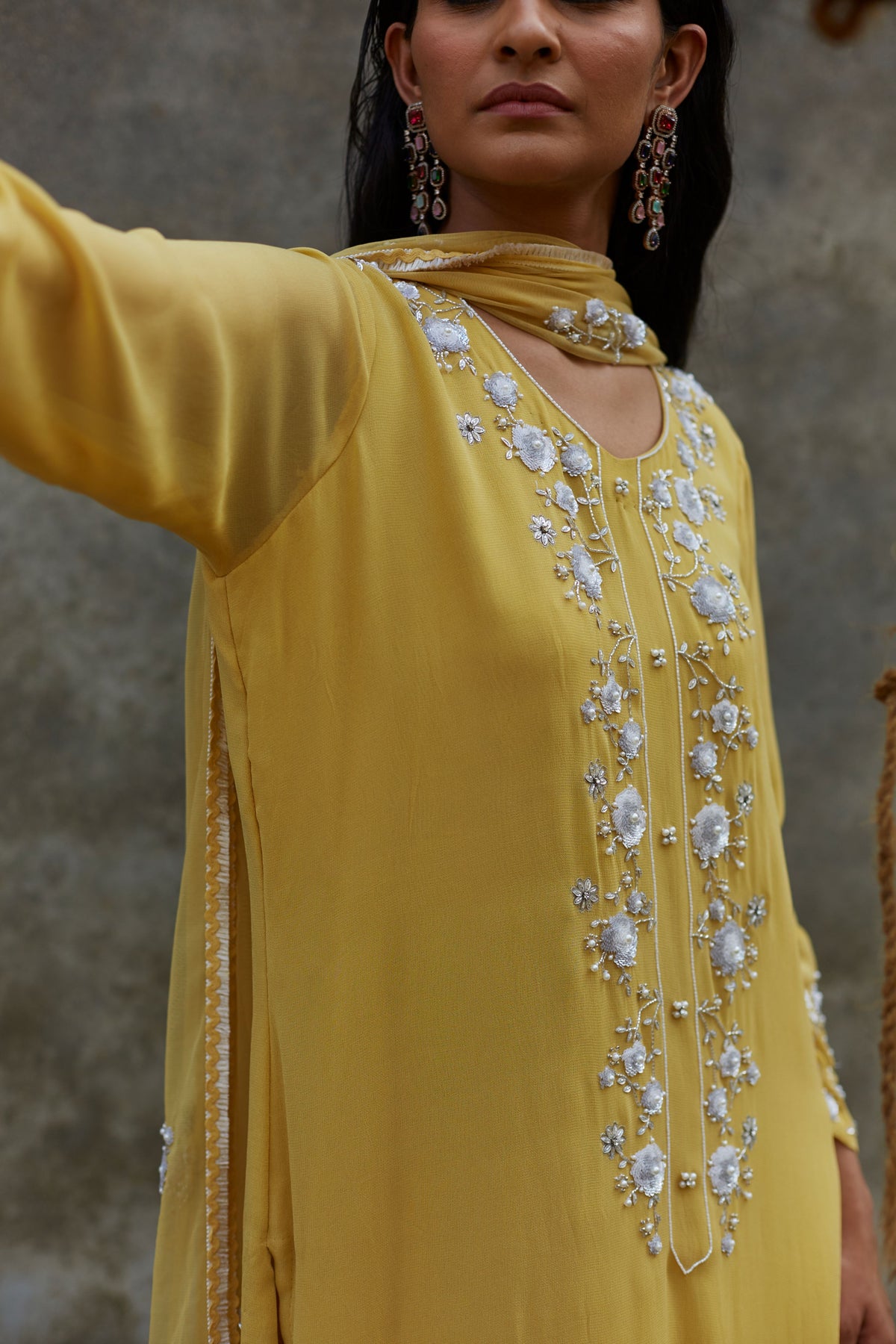 Yellow straight kurta and pallazo set