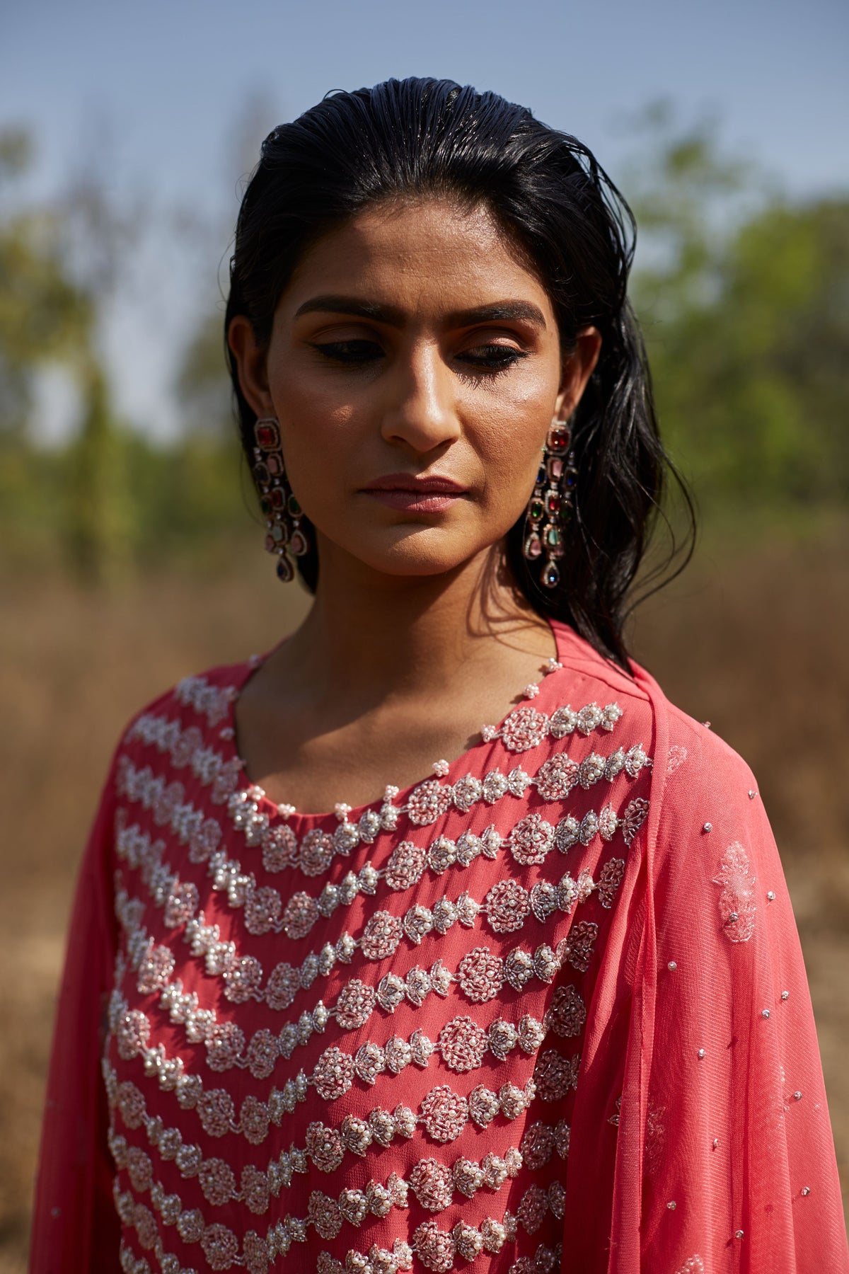 Ruby pink straight kurta and pallazo set