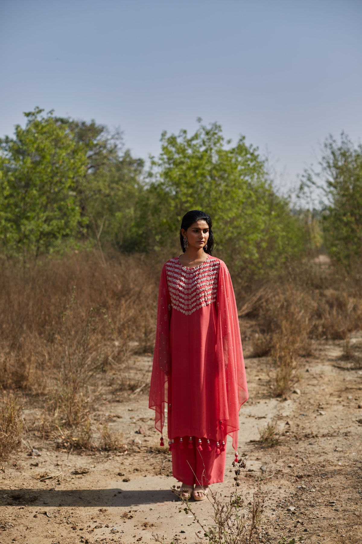 Ruby pink straight kurta and pallazo set