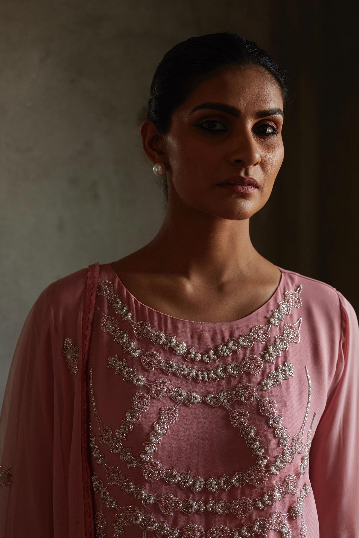 Pink A-line kurta and pallazo set