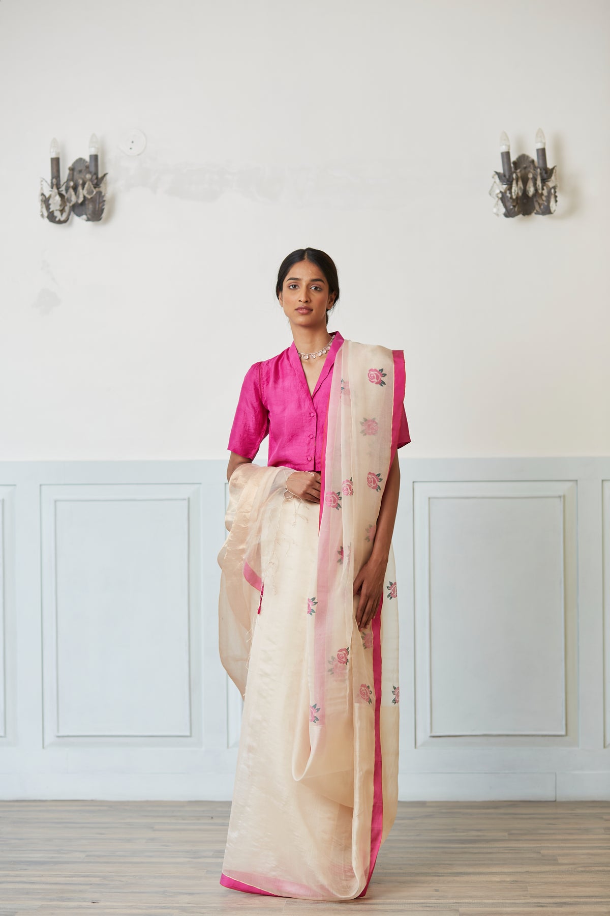 Grace Rose Jamdani Silk Saree