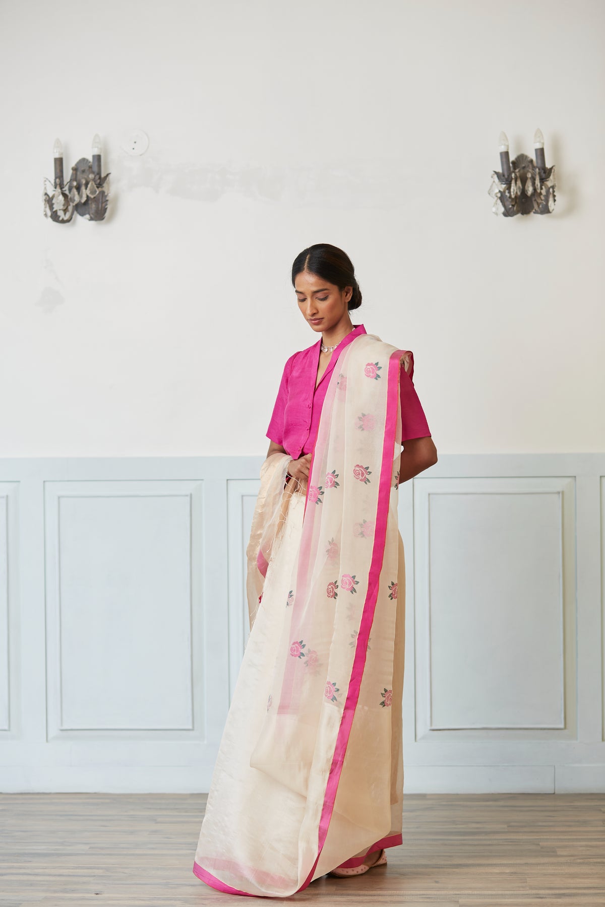 Grace Rose Jamdani Silk Saree