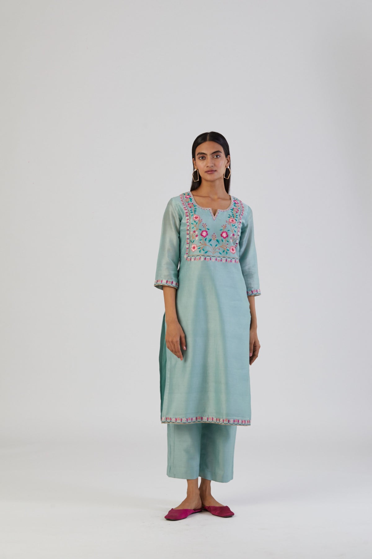 Sea green embroidery kurta set