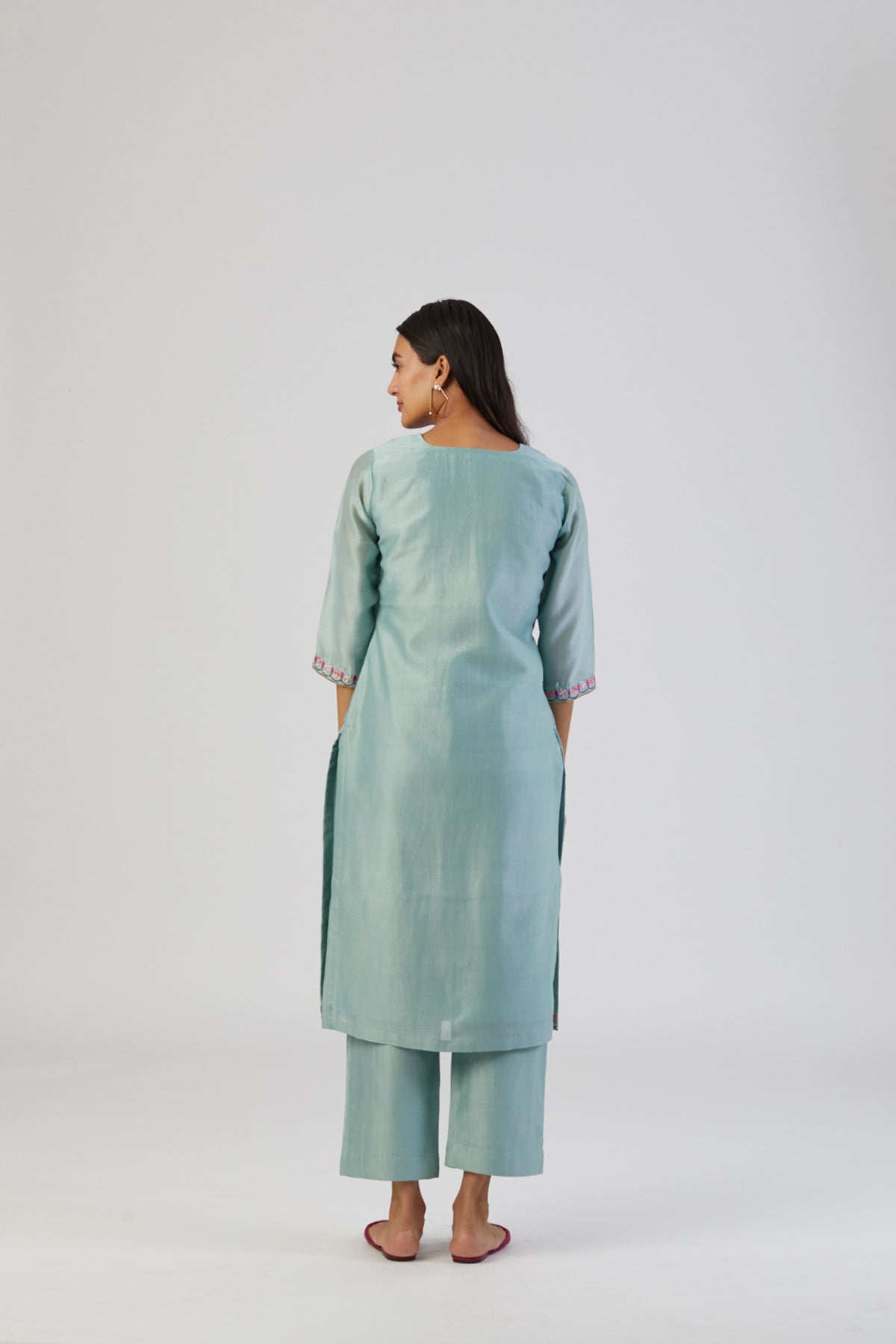 Sea green embroidery kurta set