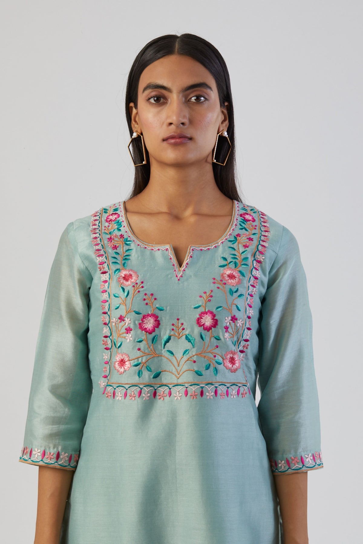 Sea green embroidery kurta set