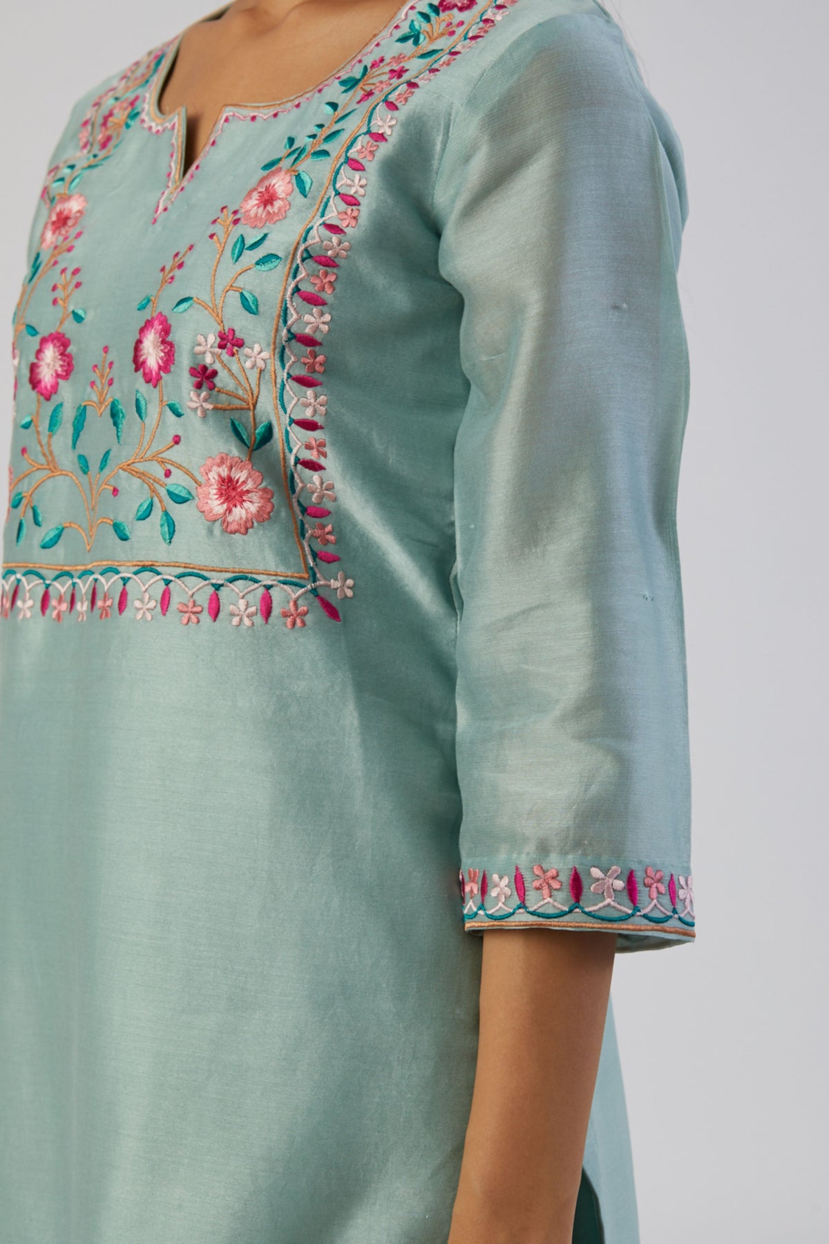 Sea green embroidery kurta set