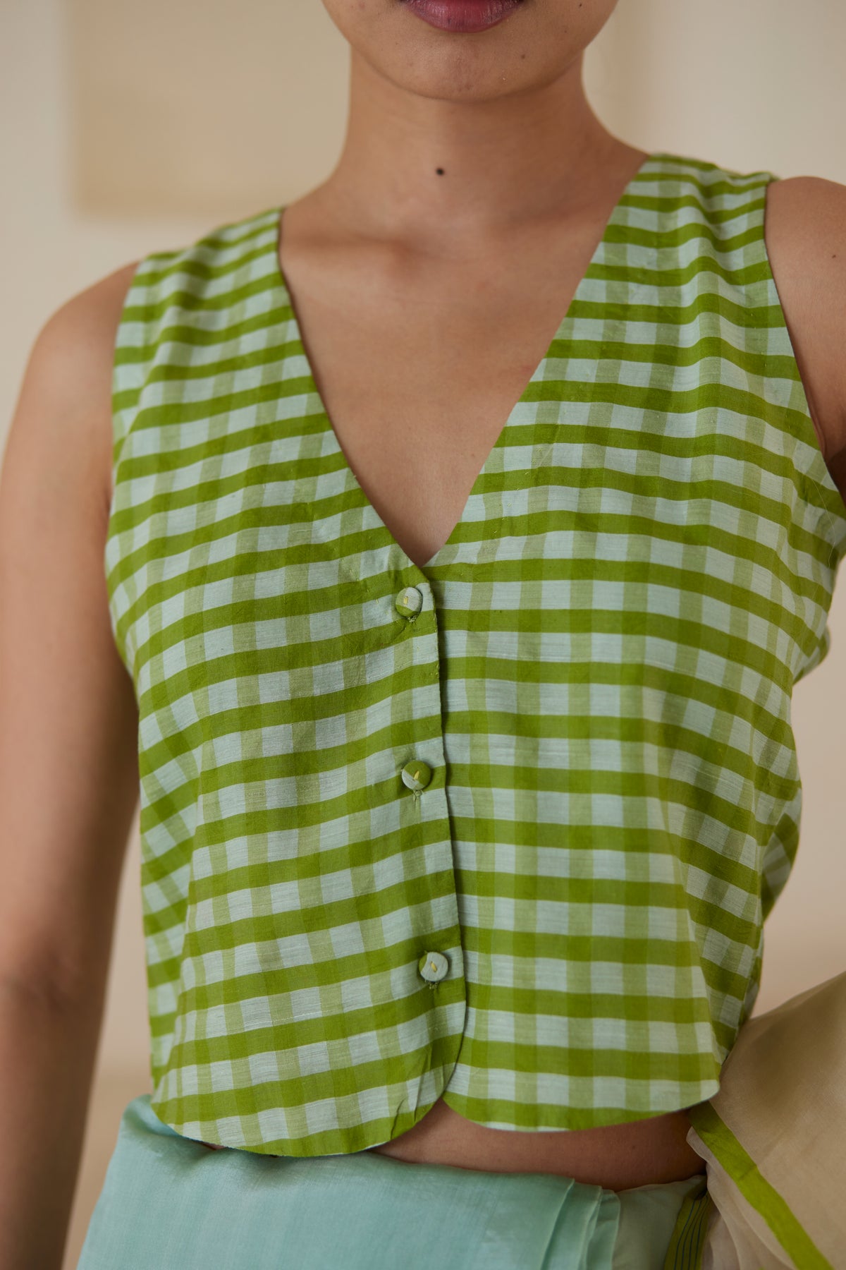 Sisterhood Sonnet Gingham Green Blouse