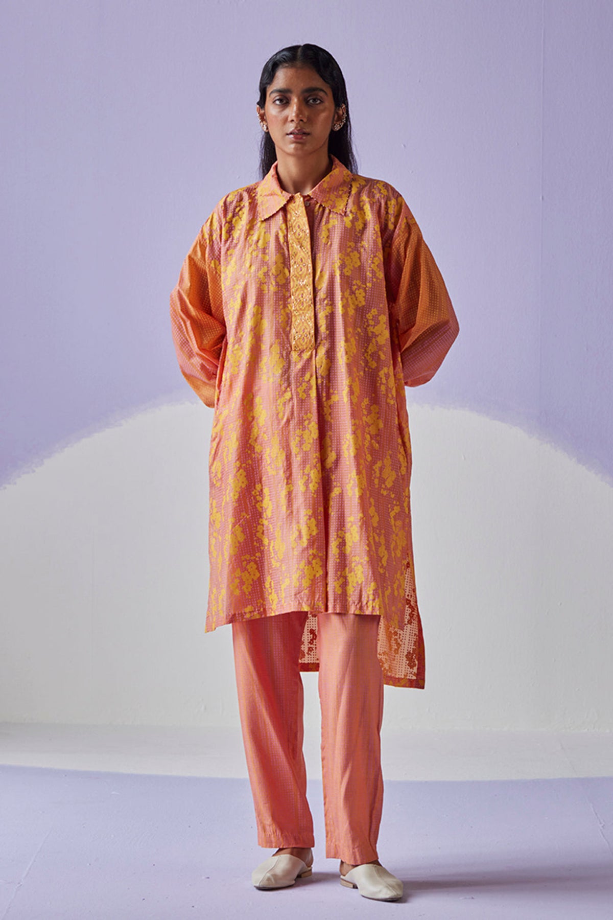 Coral Block Printed Kurta Set