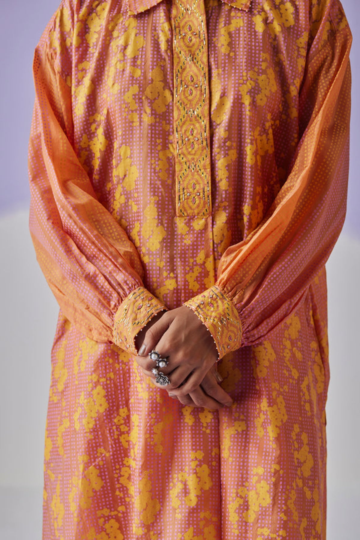 Coral Block Printed Kurta Set