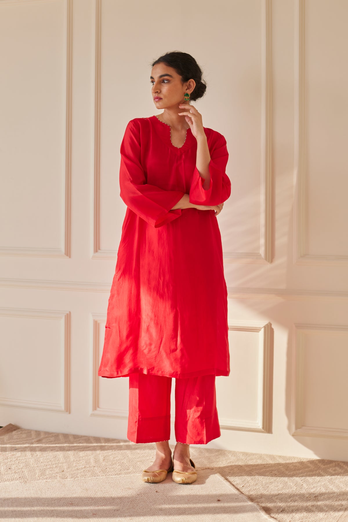 Silk Scarlet Kurta Set