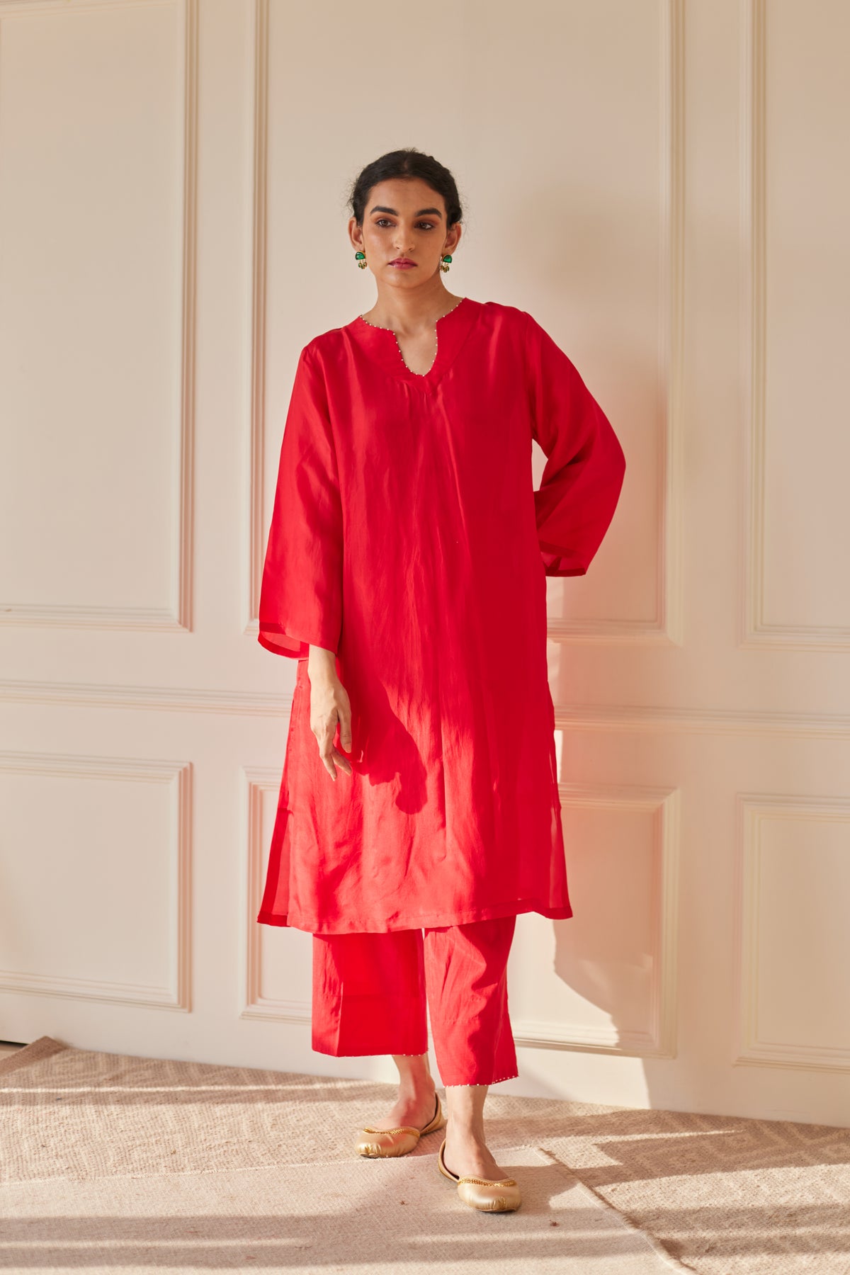 Silk Scarlet Kurta Set