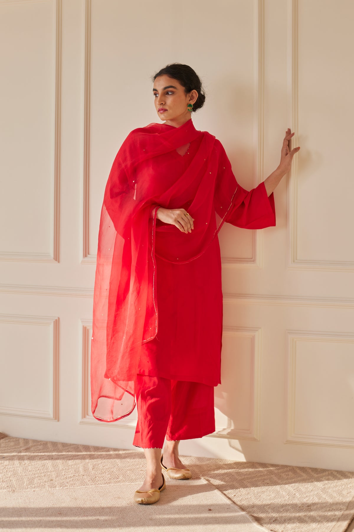 Silk Scarlet Kurta Set