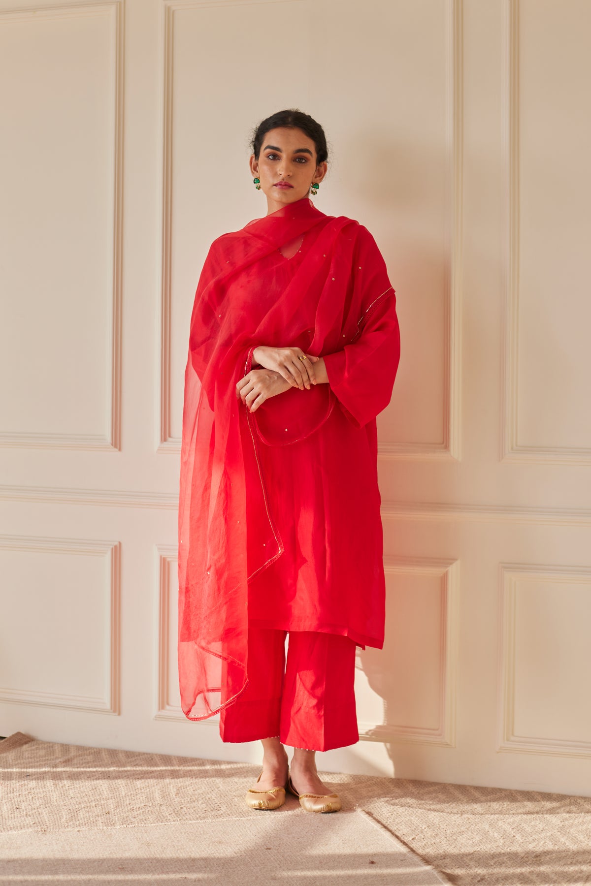 Silk Scarlet Kurta Set