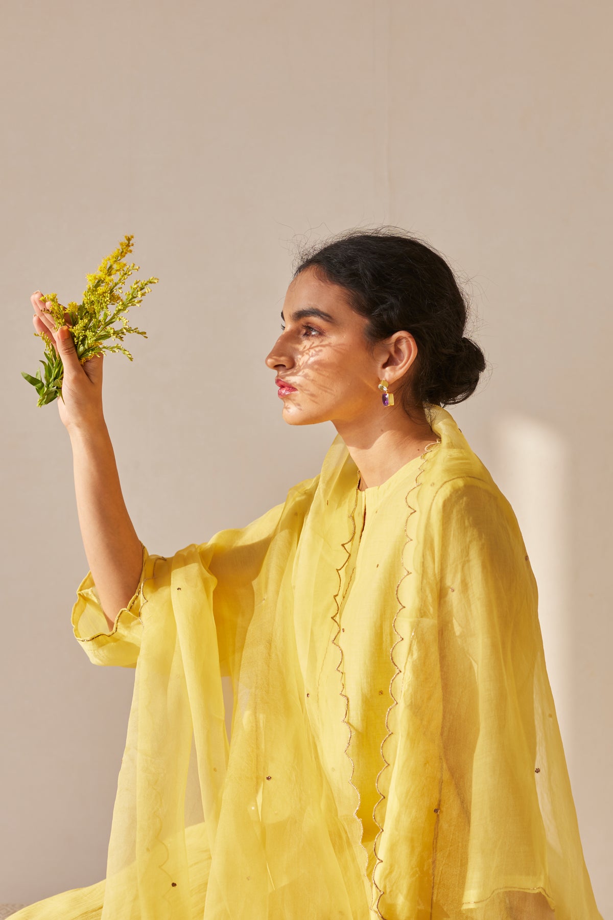 Yellow Smoking Kurta Set