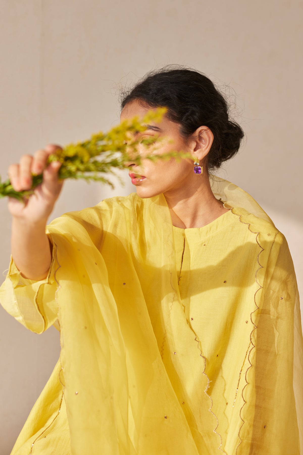 Yellow Smoking Kurta Set