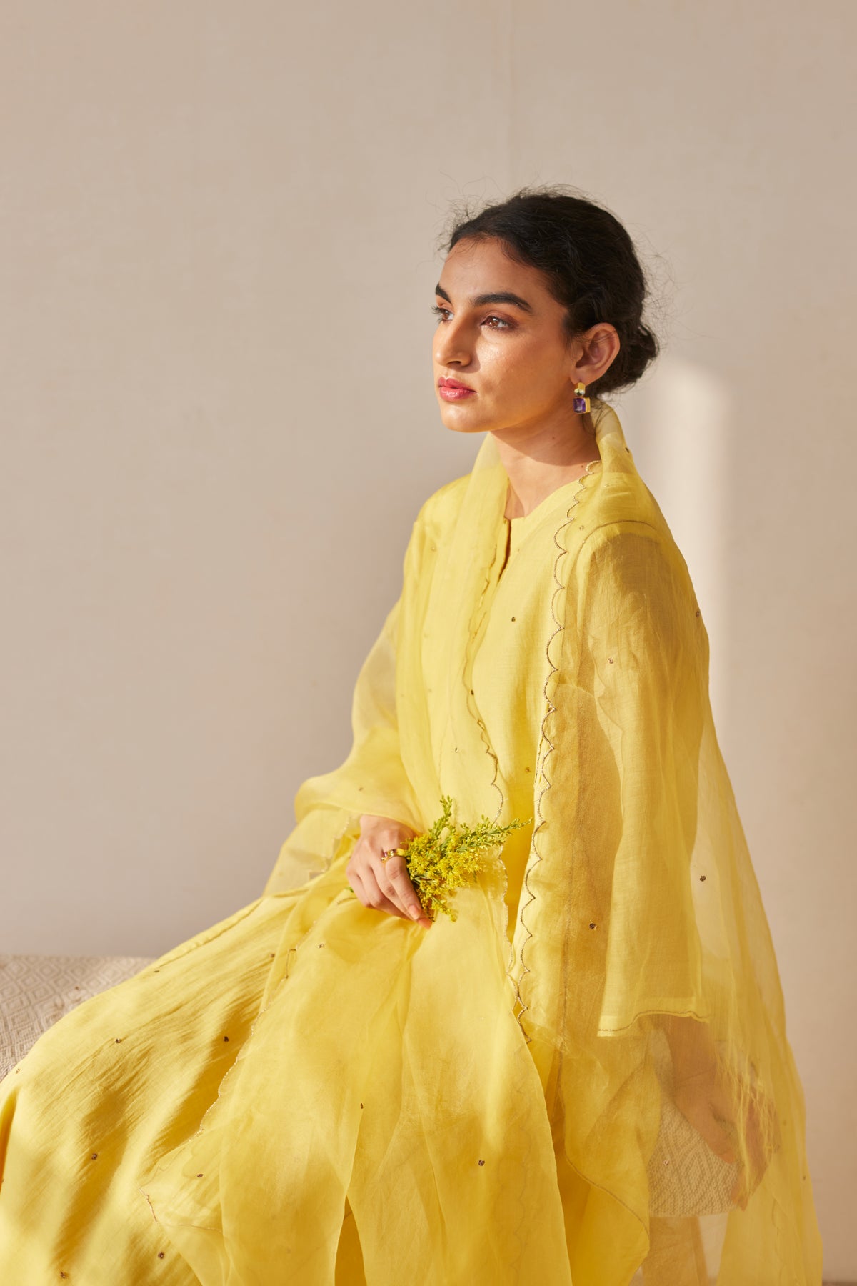 Yellow Smoking Kurta Set