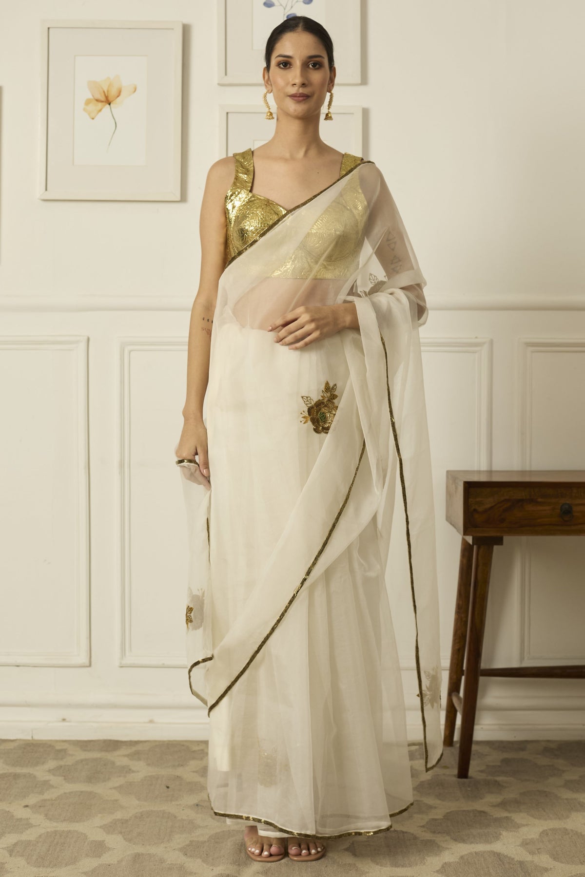 Ivory-gold Paro Saree