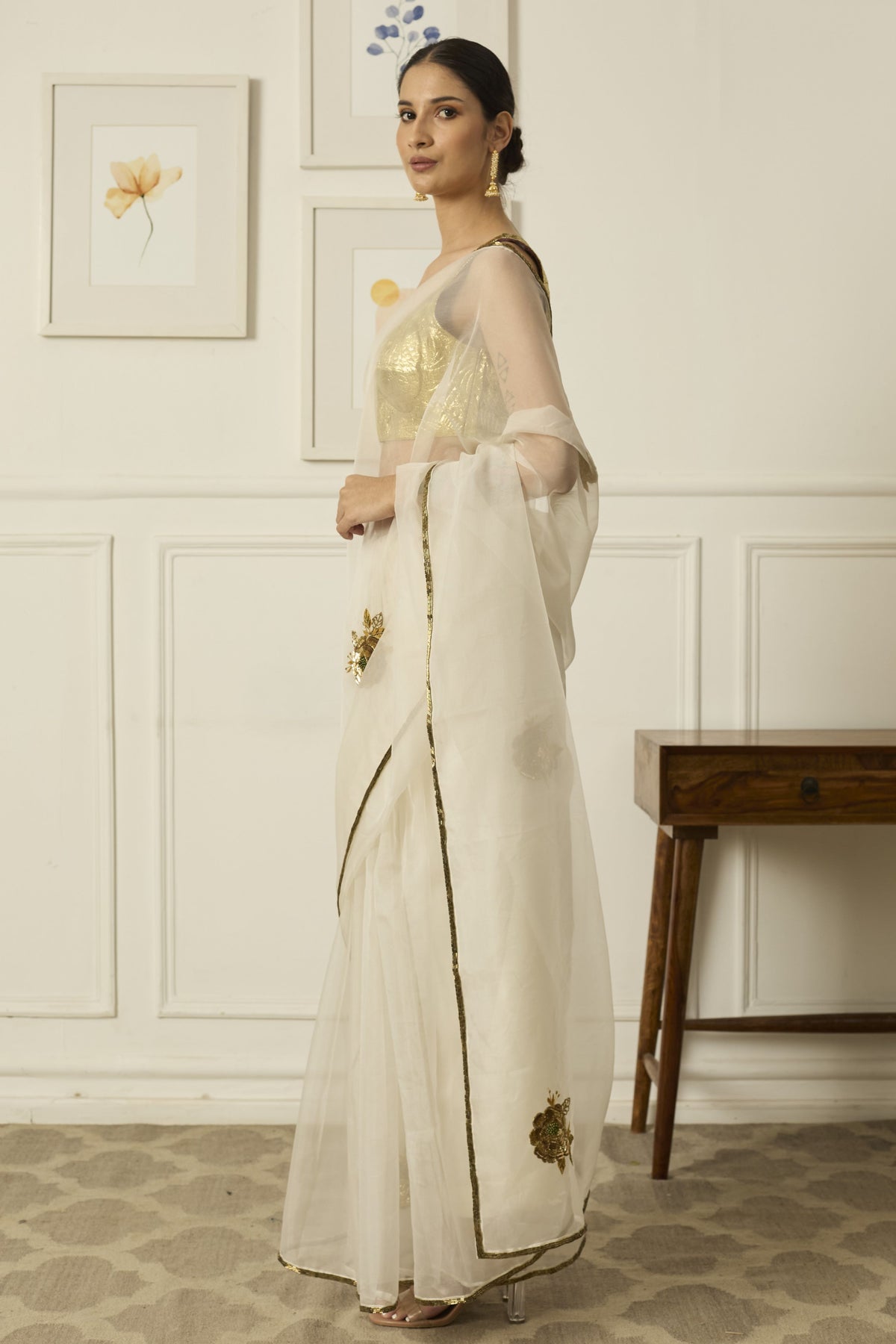 Ivory-gold Paro Saree