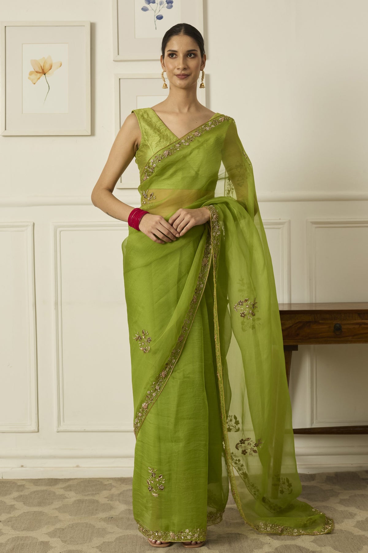 Lime Meenakshi Saree