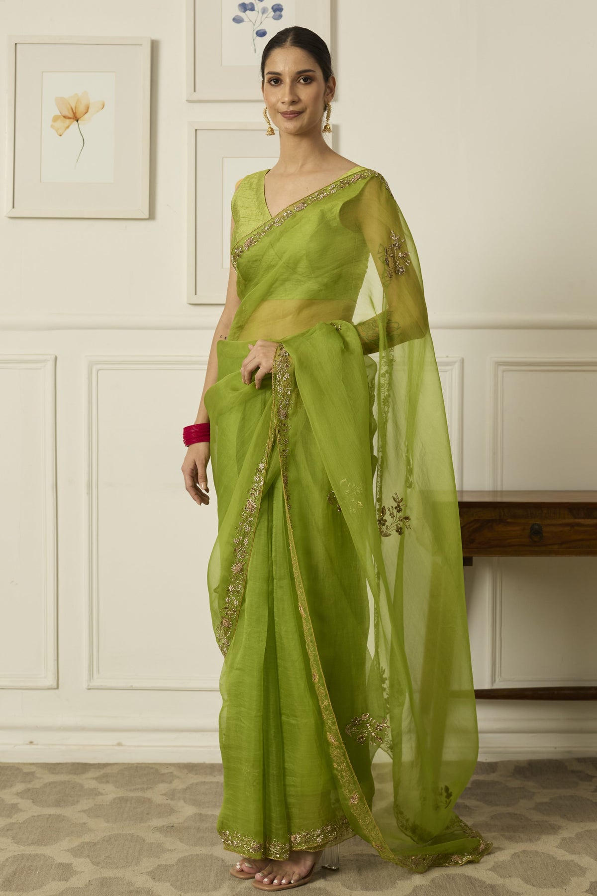 Lime Meenakshi Saree