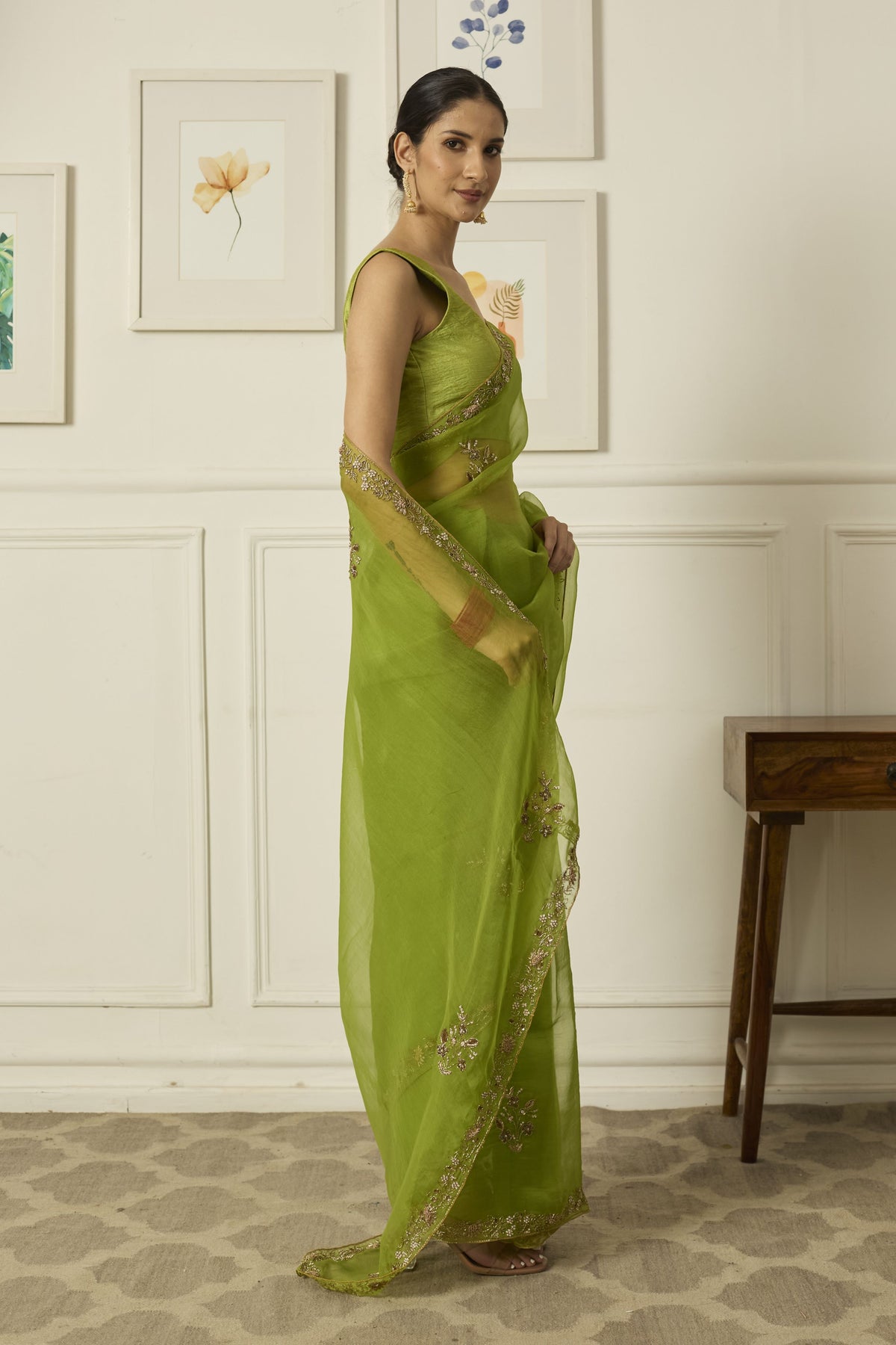 Lime Meenakshi Saree