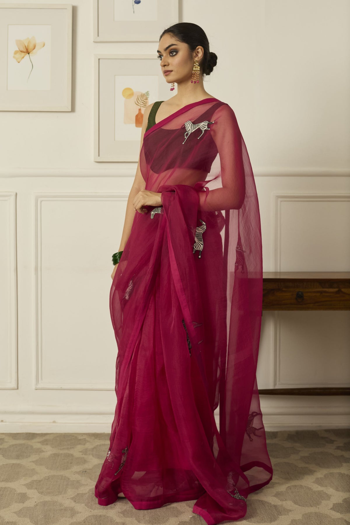 Pink Balcao Silk Organza Saree