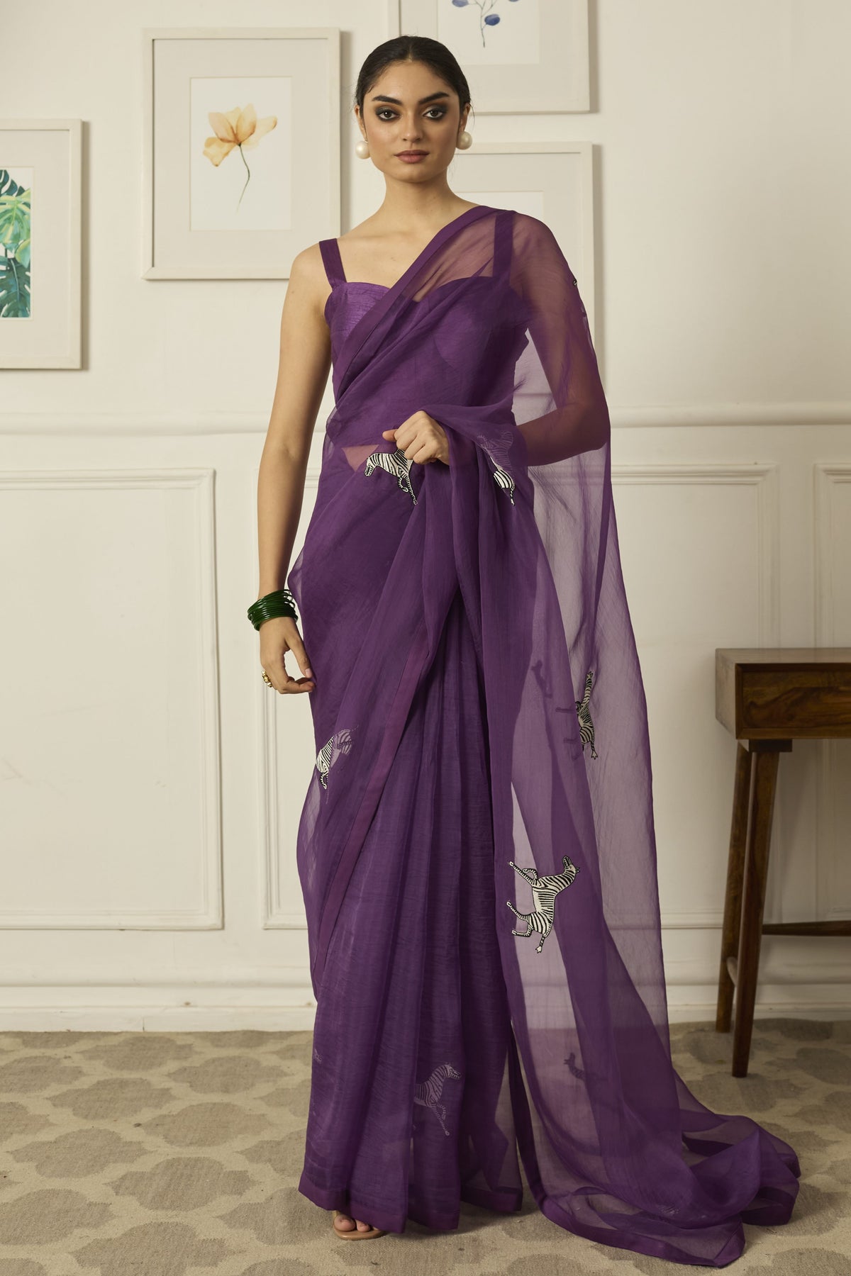 Purple Balcao Silk Organza Saree