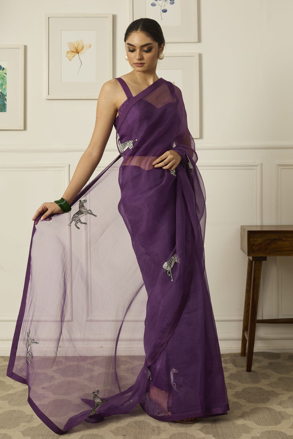 Purple Balcao Silk Organza Saree