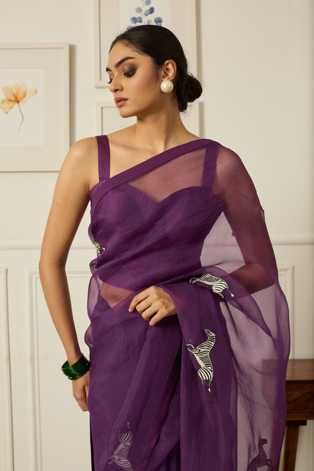 Purple Balcao Silk Organza Saree