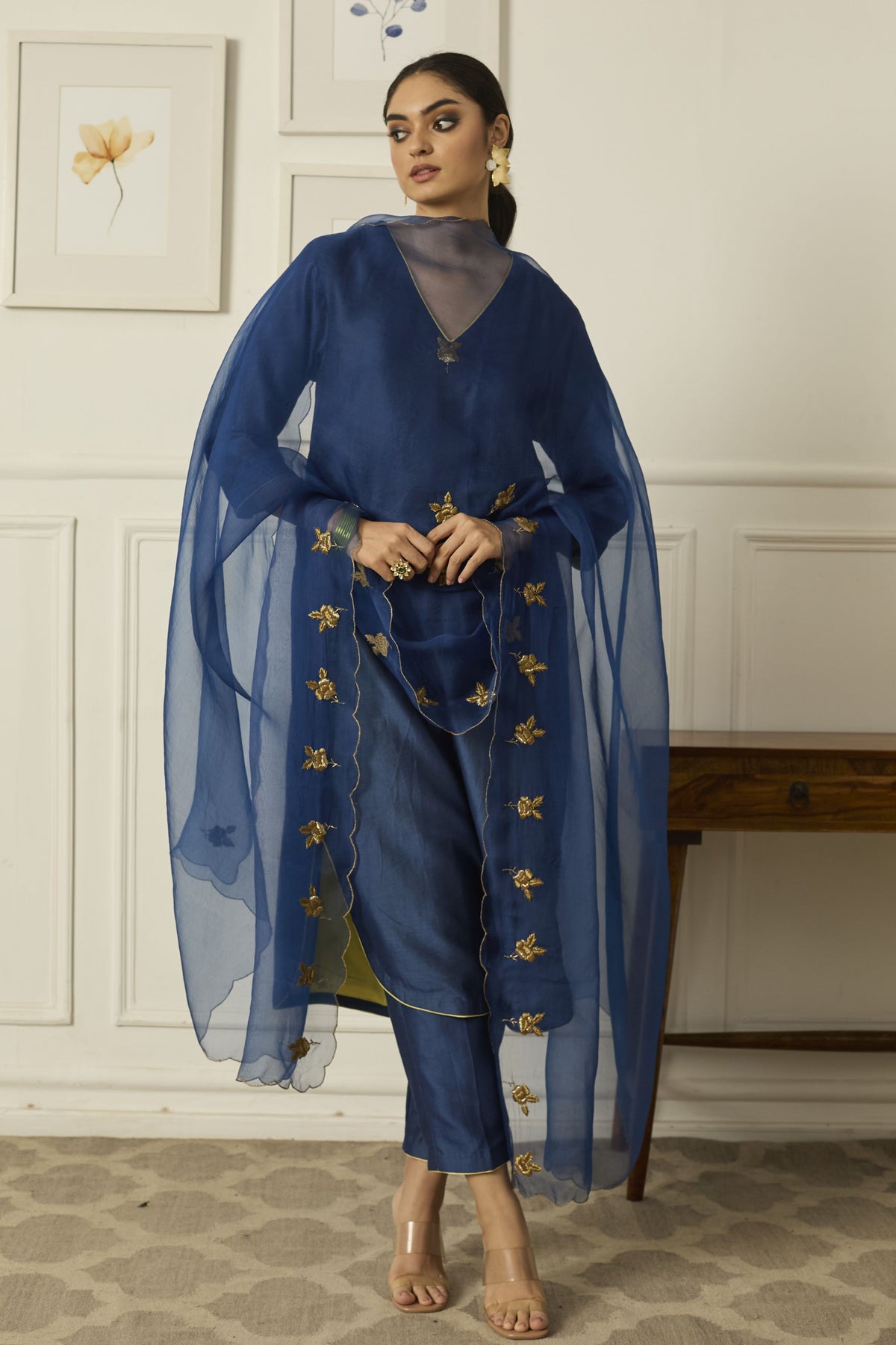 Blue Rose Kurta Set