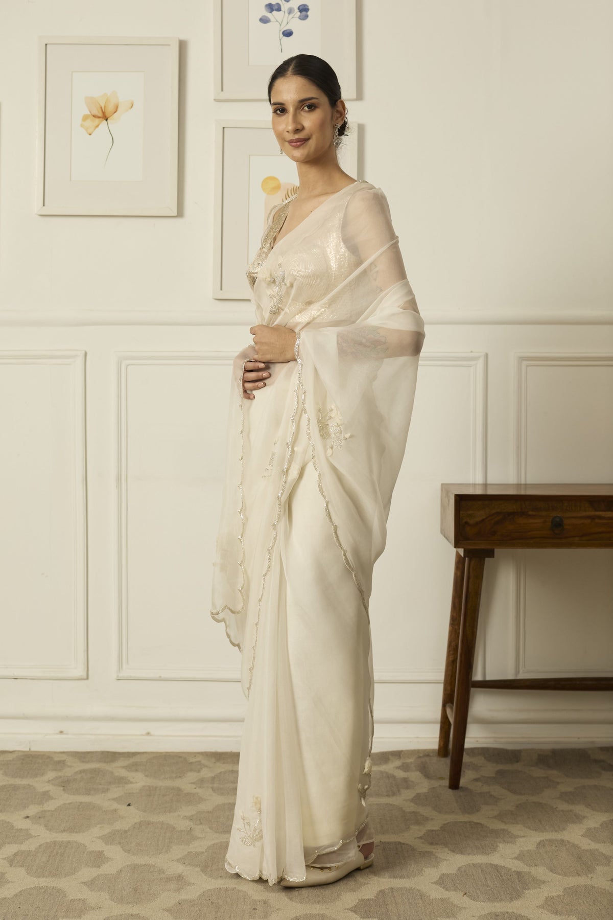 White Floret Saree