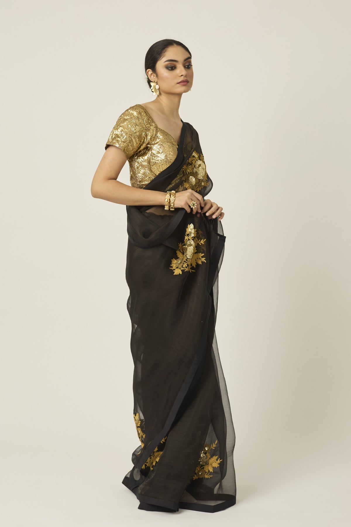 Black And Gold Aradhana Saree