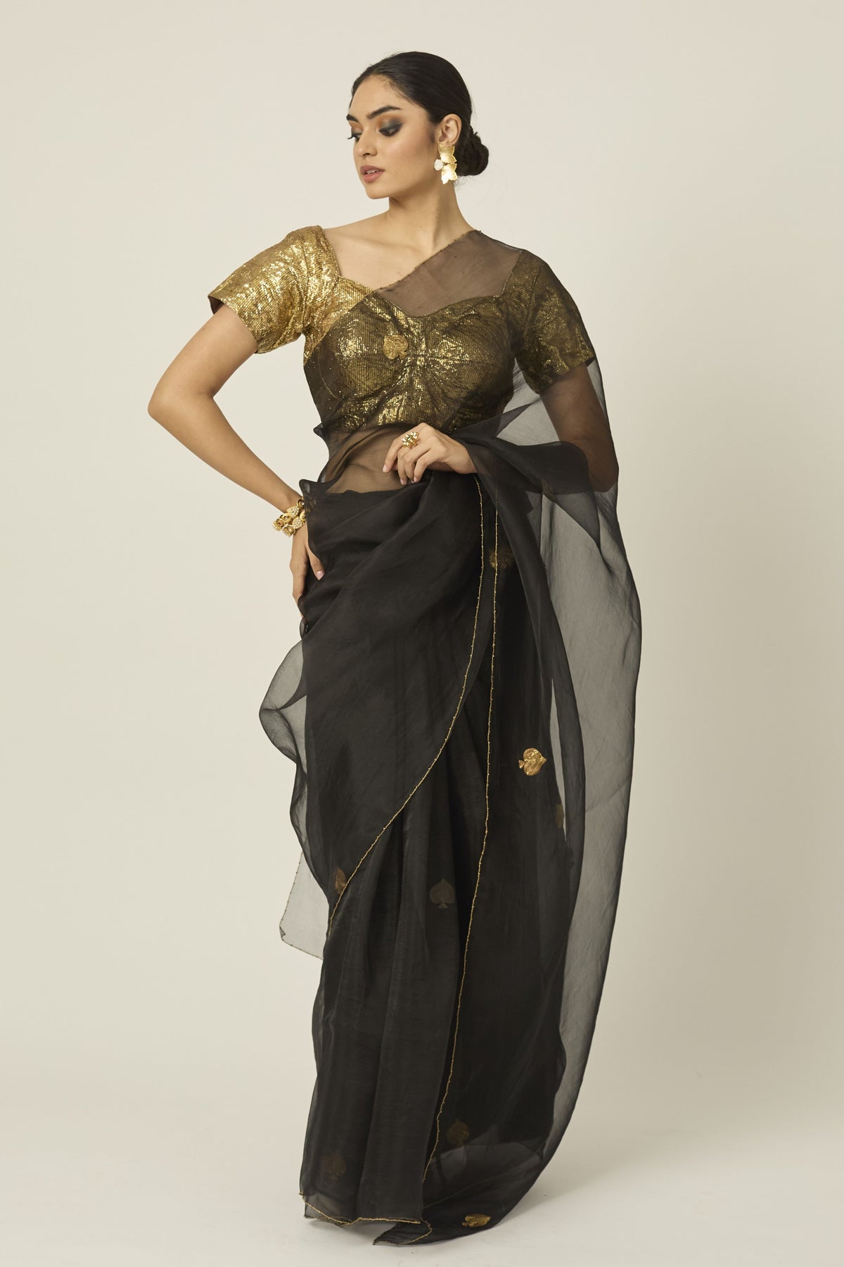 Ace Black Silk Organza Saree