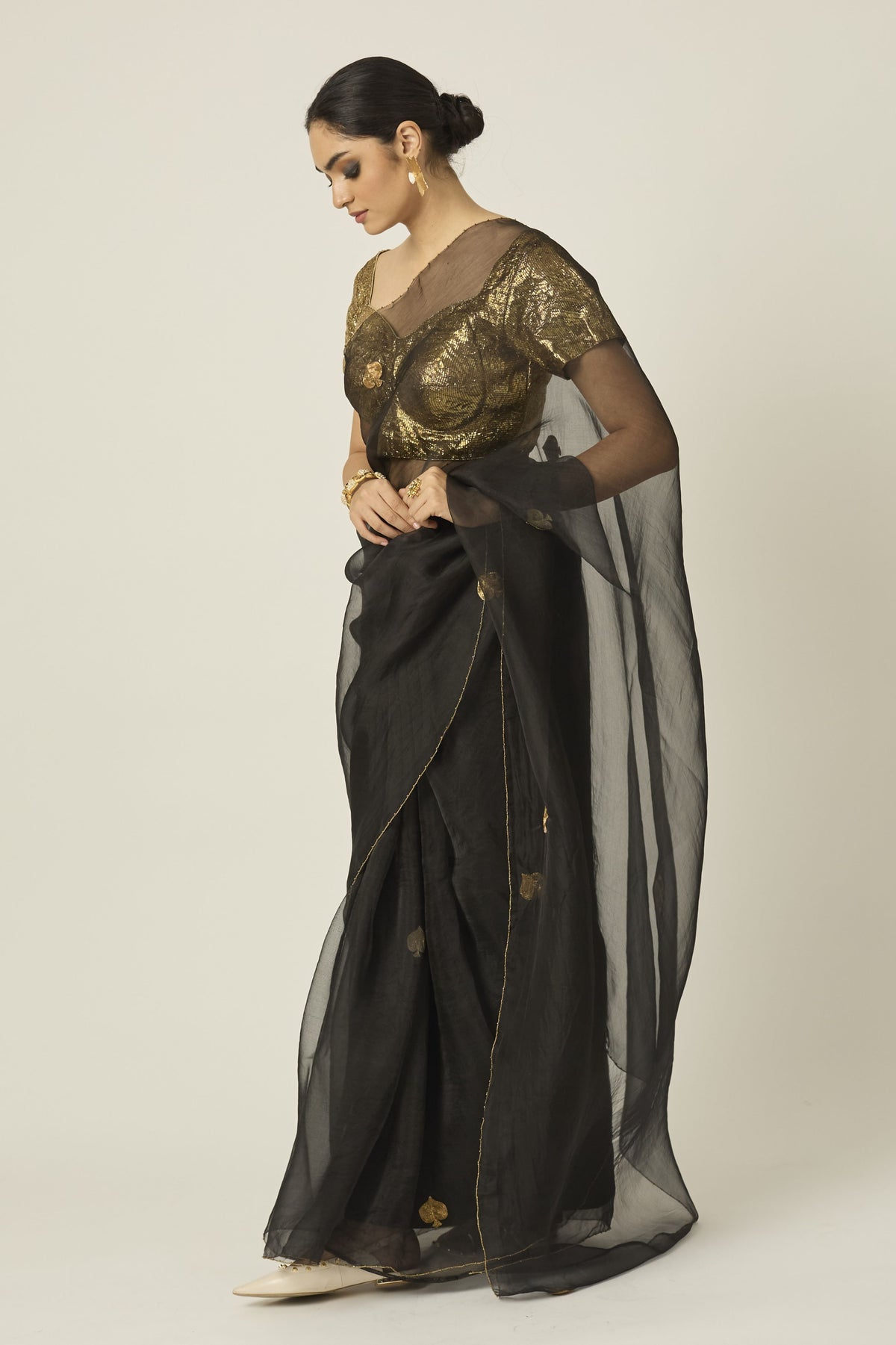 Ace Black Silk Organza Saree