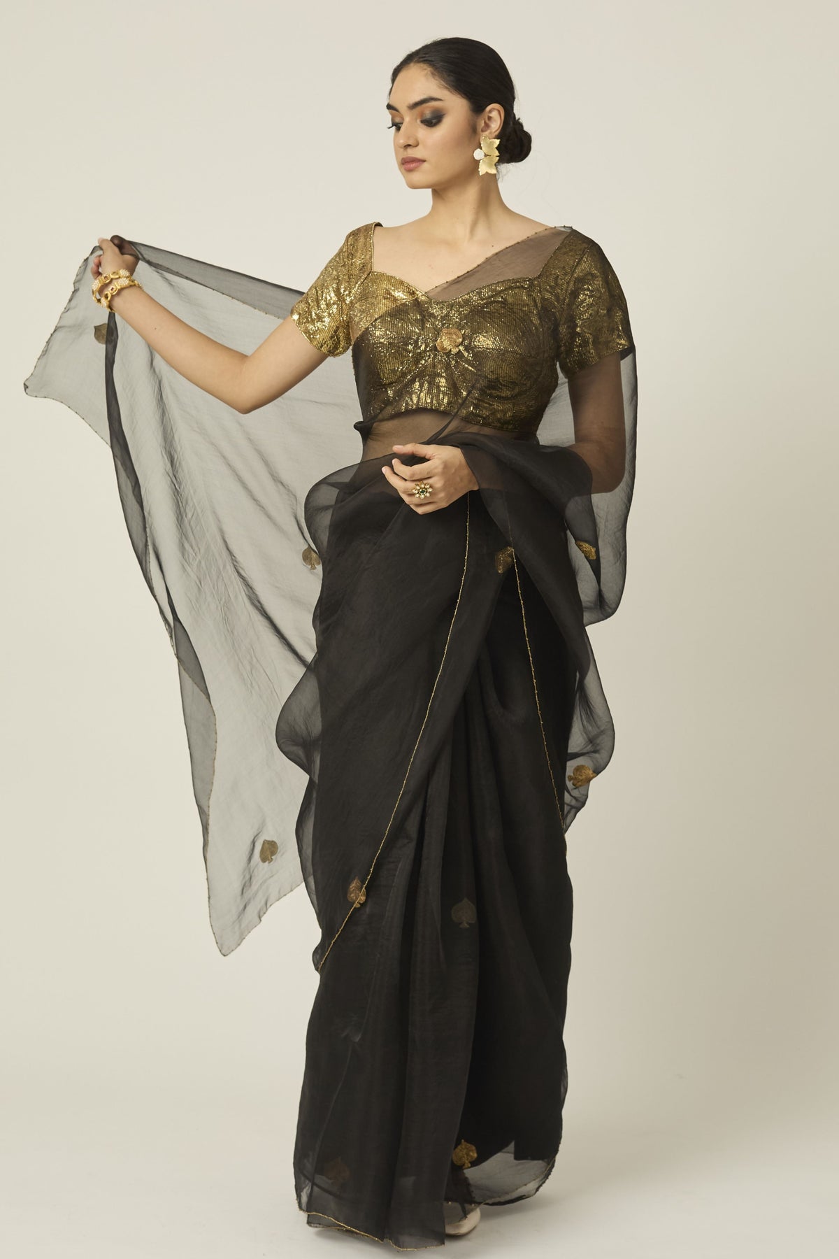 Ace Black Silk Organza Saree