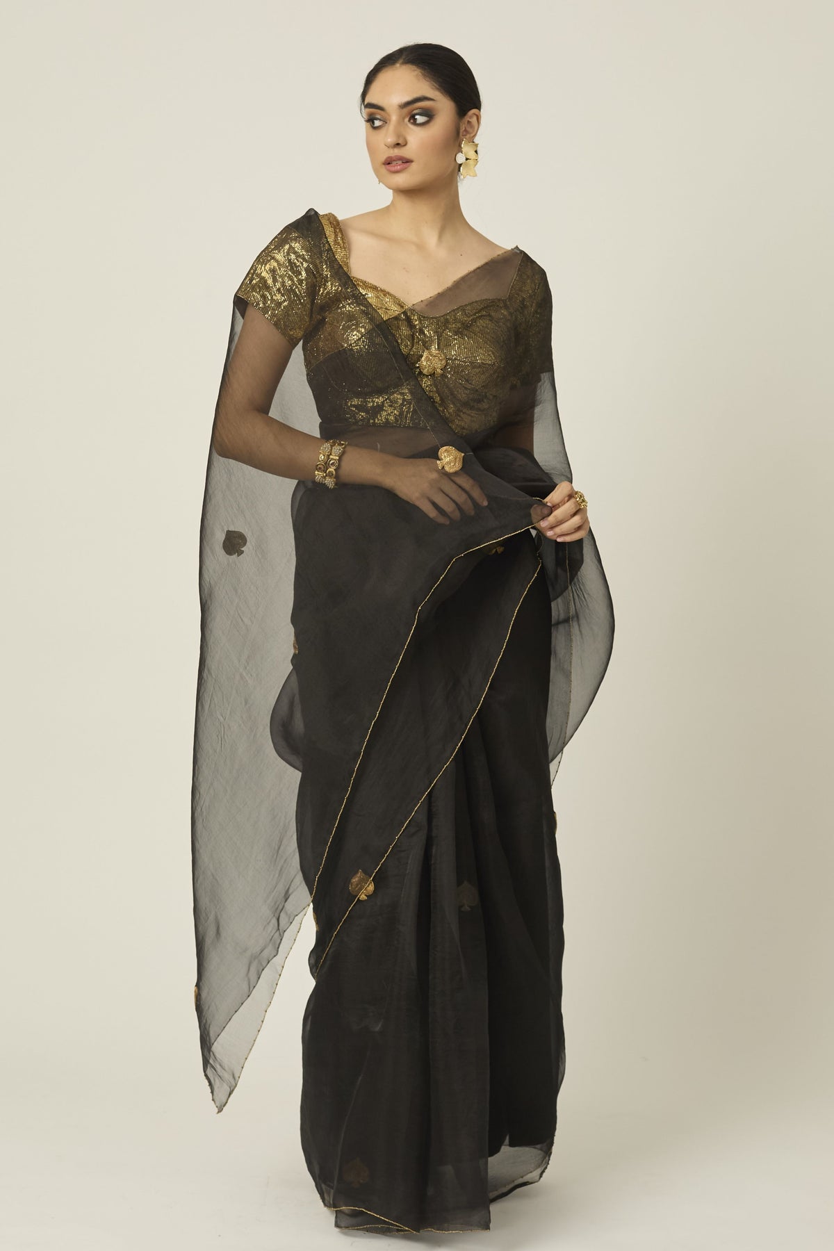 Ace Black Silk Organza Saree