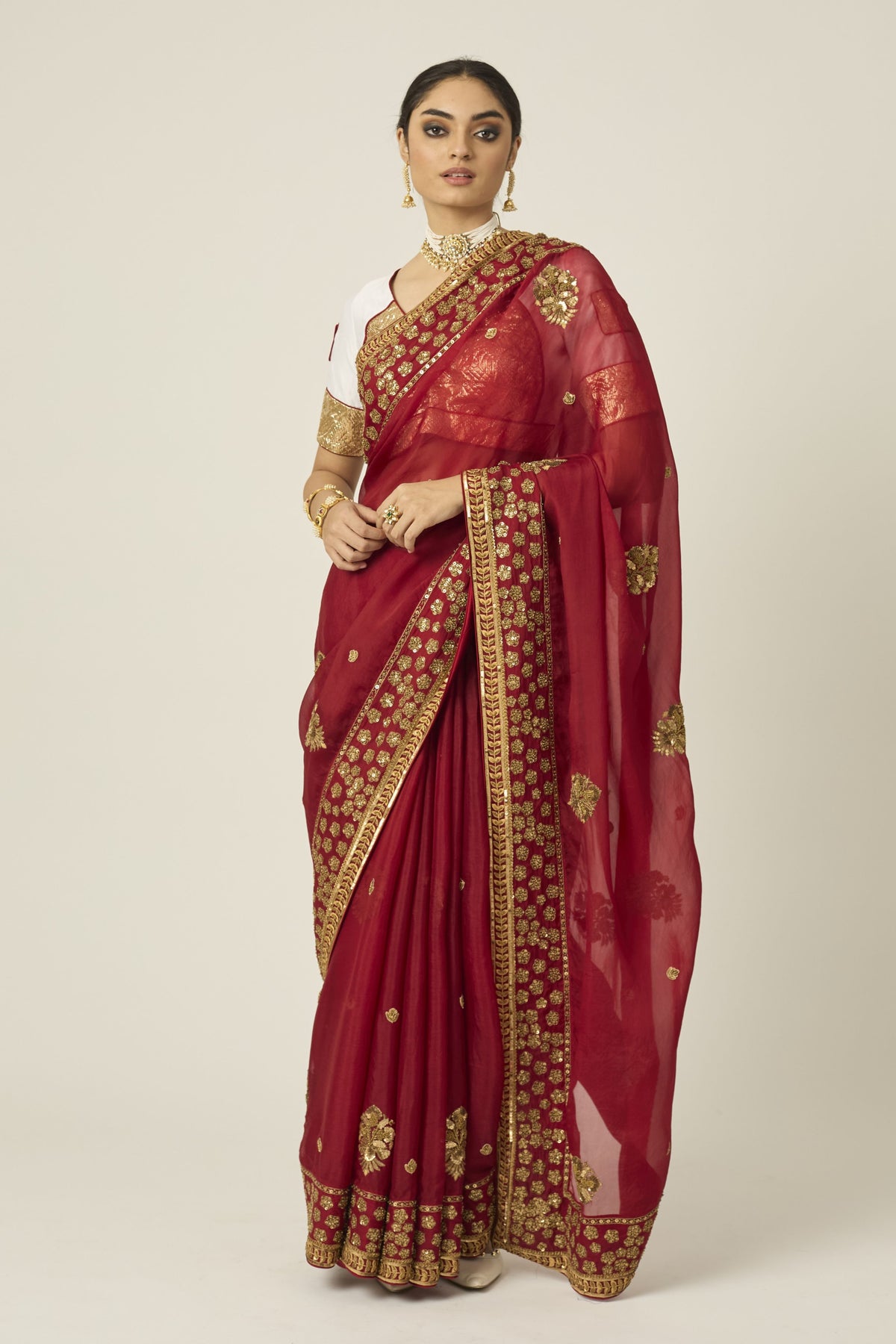 Myra Red Organza Saree