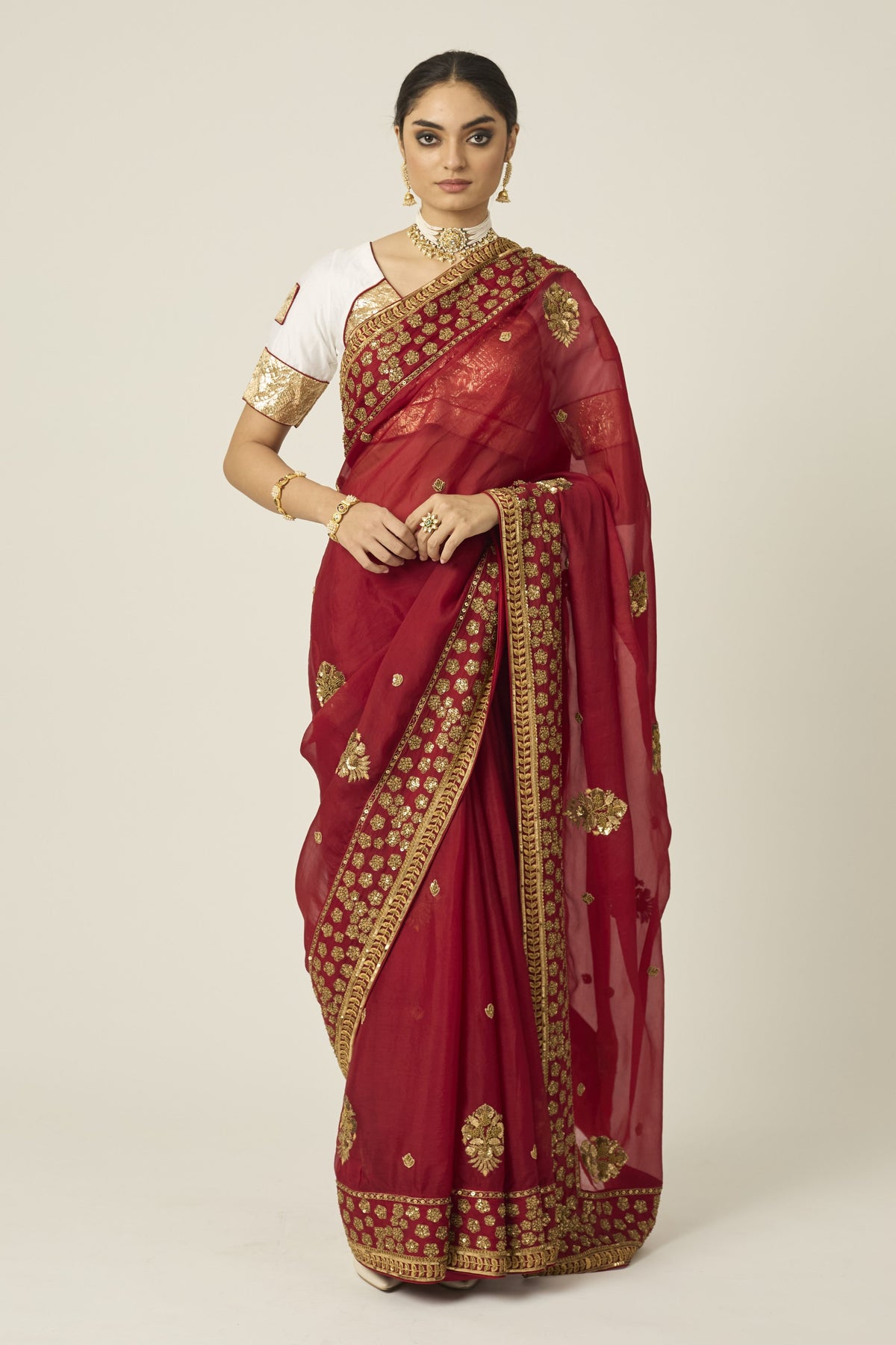 Myra Red Organza Saree