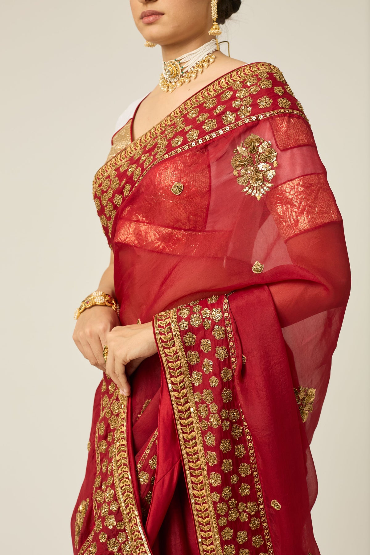 Myra Red Organza Saree