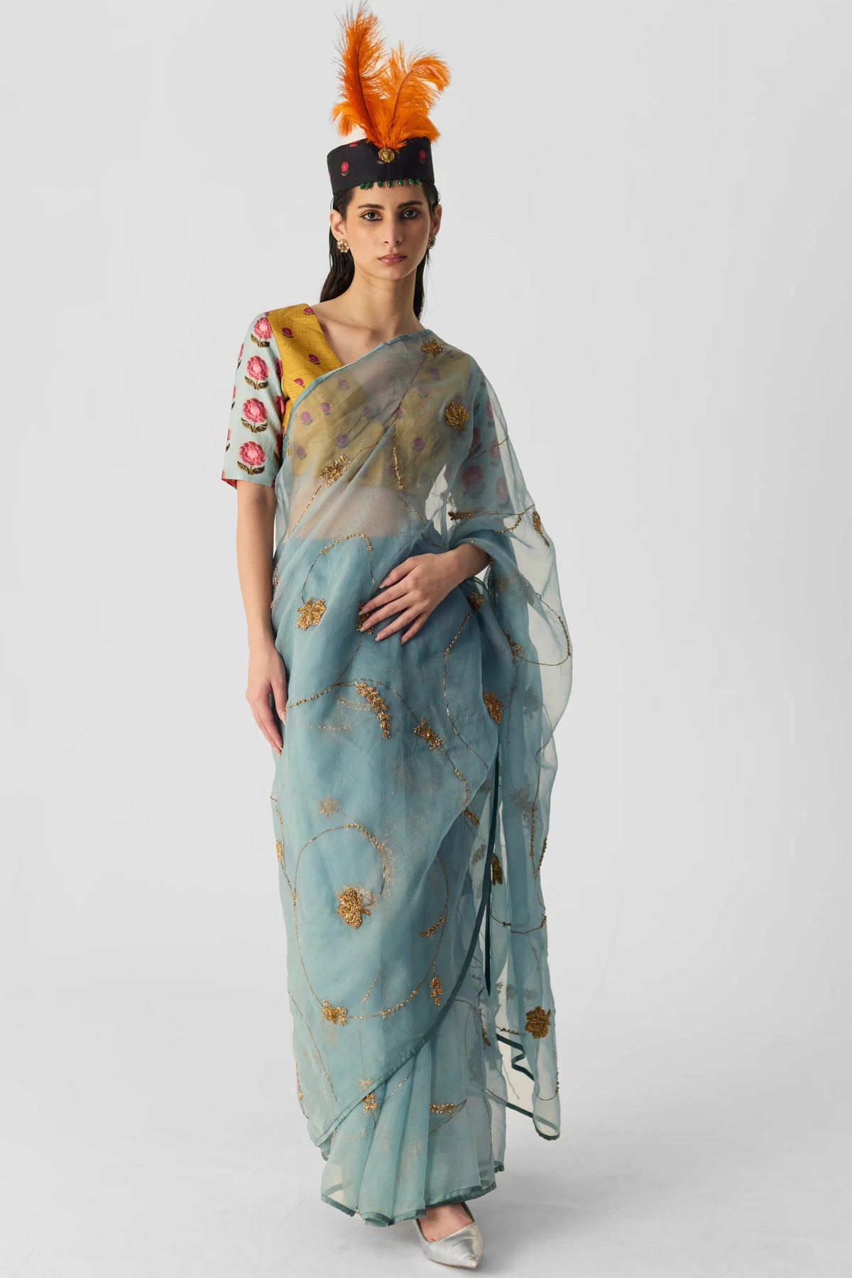 Blue Embroidered Saree