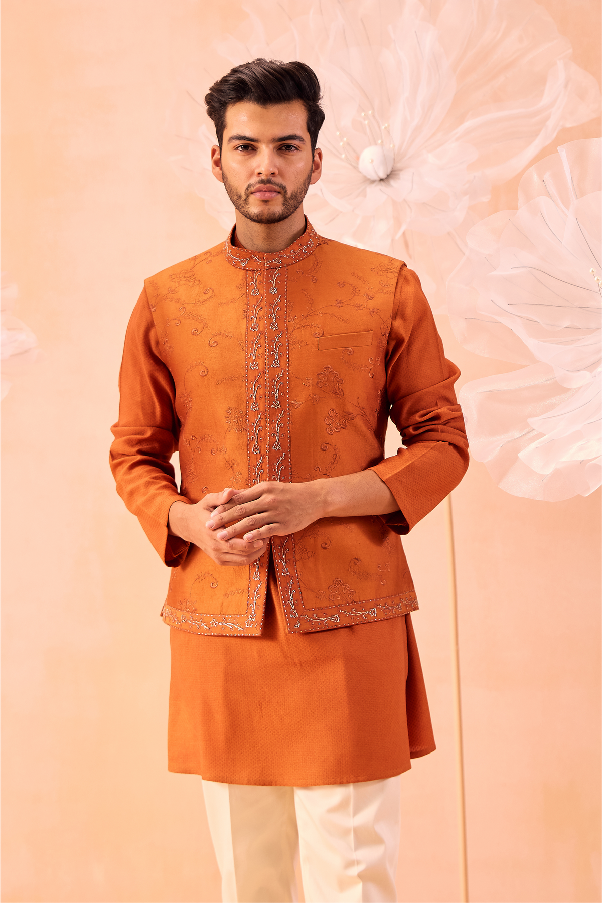 Burnt Orange Nehru Jacket Set