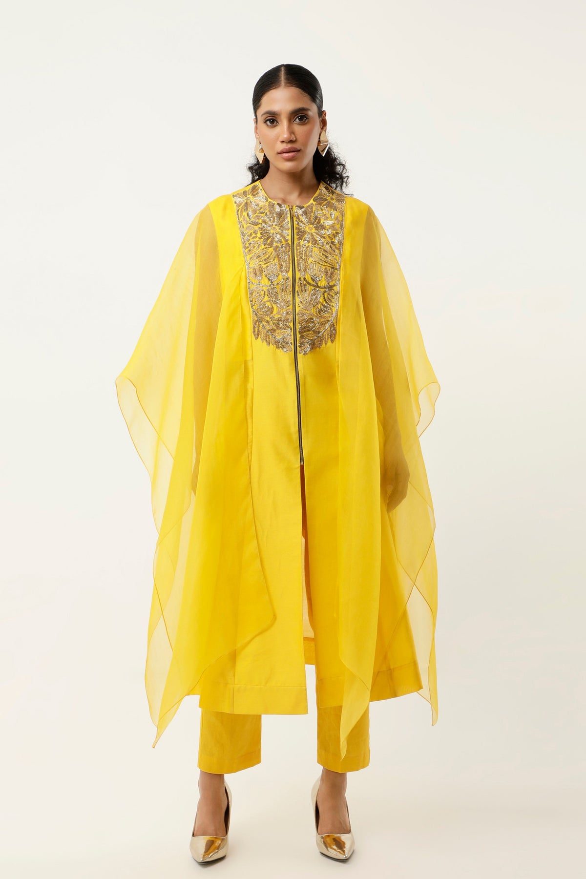 Yellow Cape Kurta Set