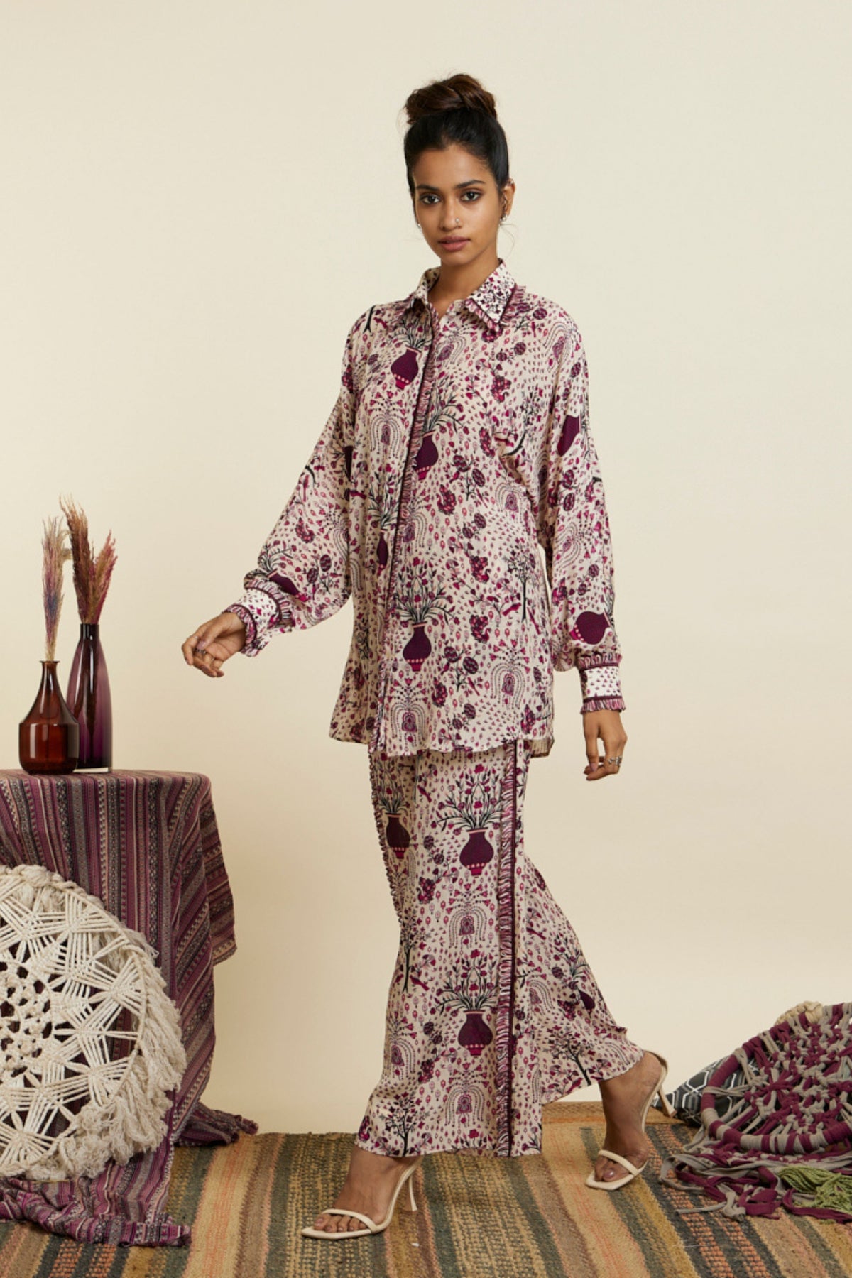 Safar Merlot Jaal Oversized Co-ord Set