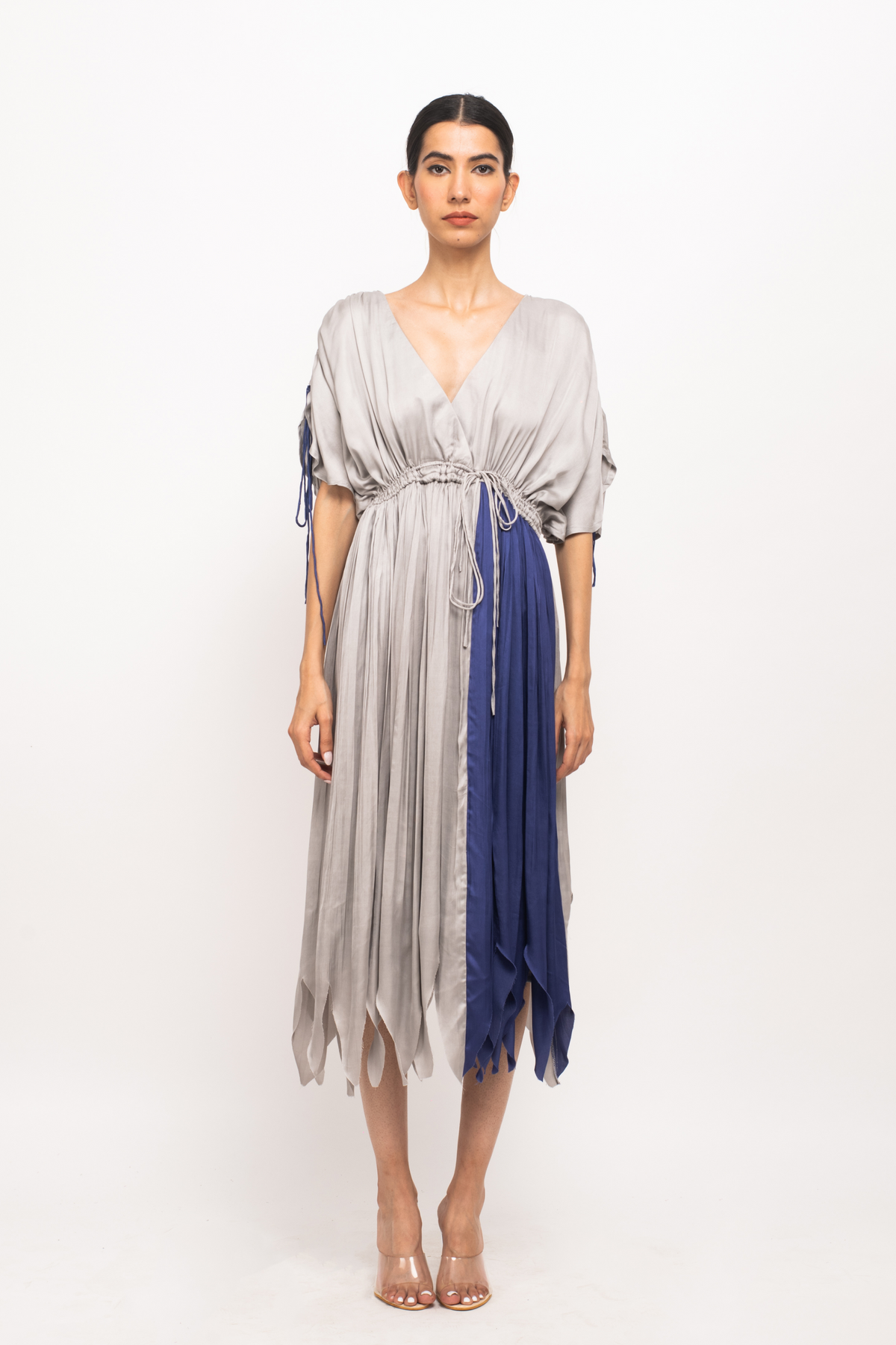 Grey and Blue Angrakha Dress