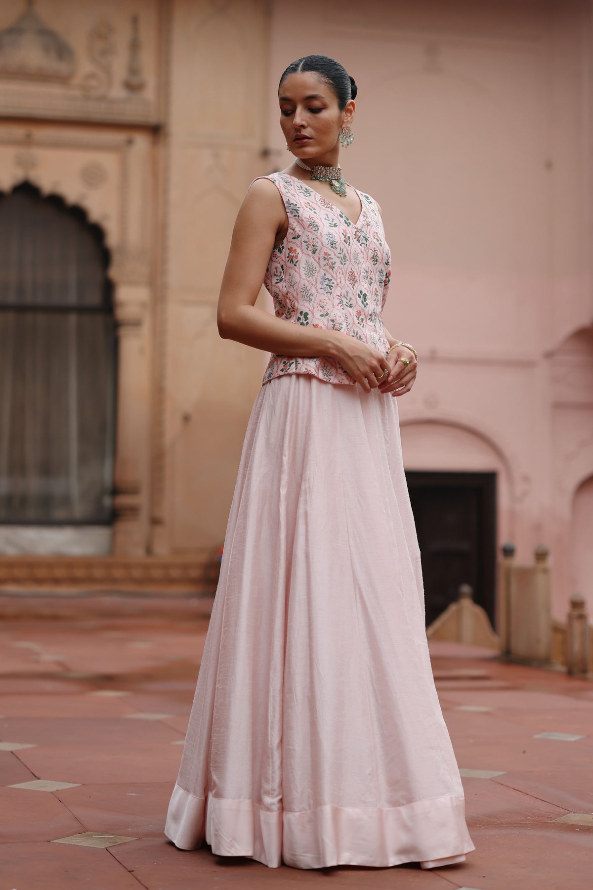 Pink Waistcoat and Skirt Set