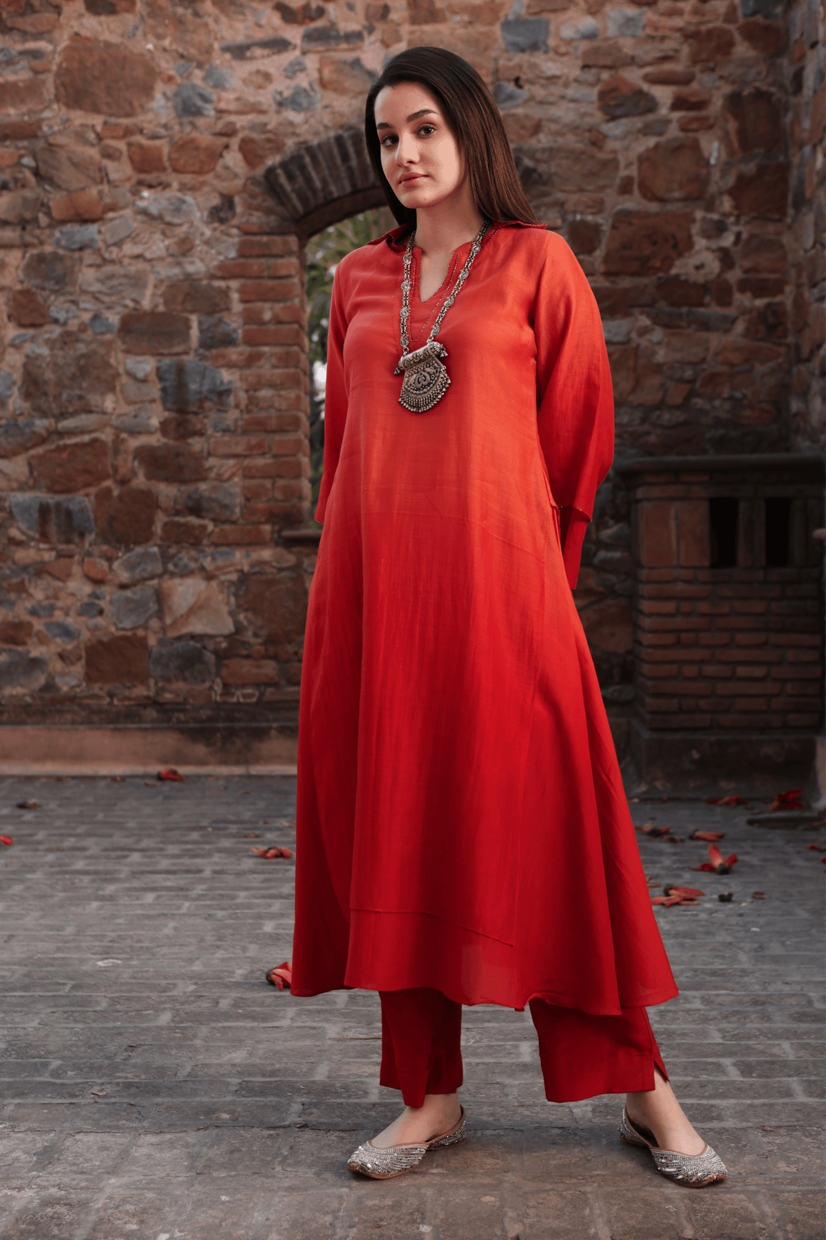 Red Pink Ombre Kurta Nd Pant