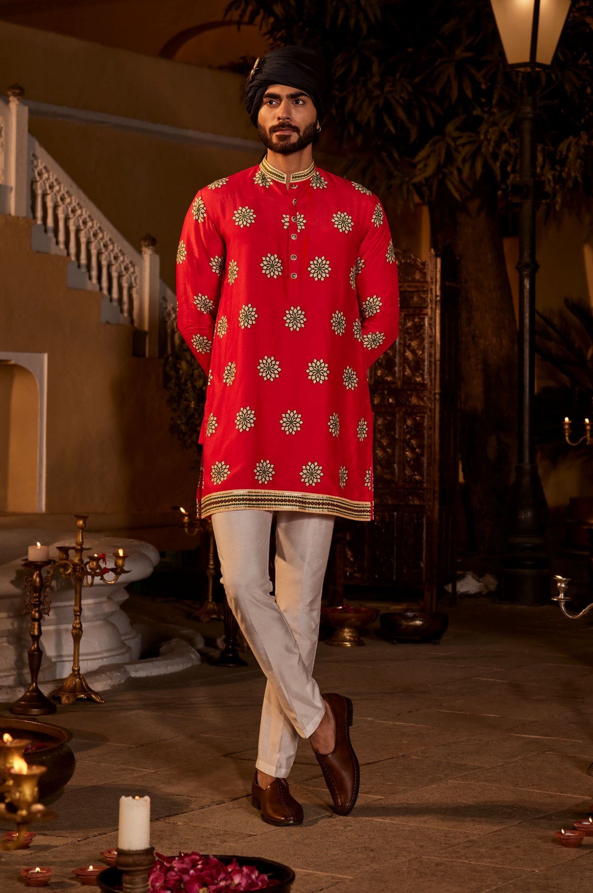 Red Printed Kurta With Pant